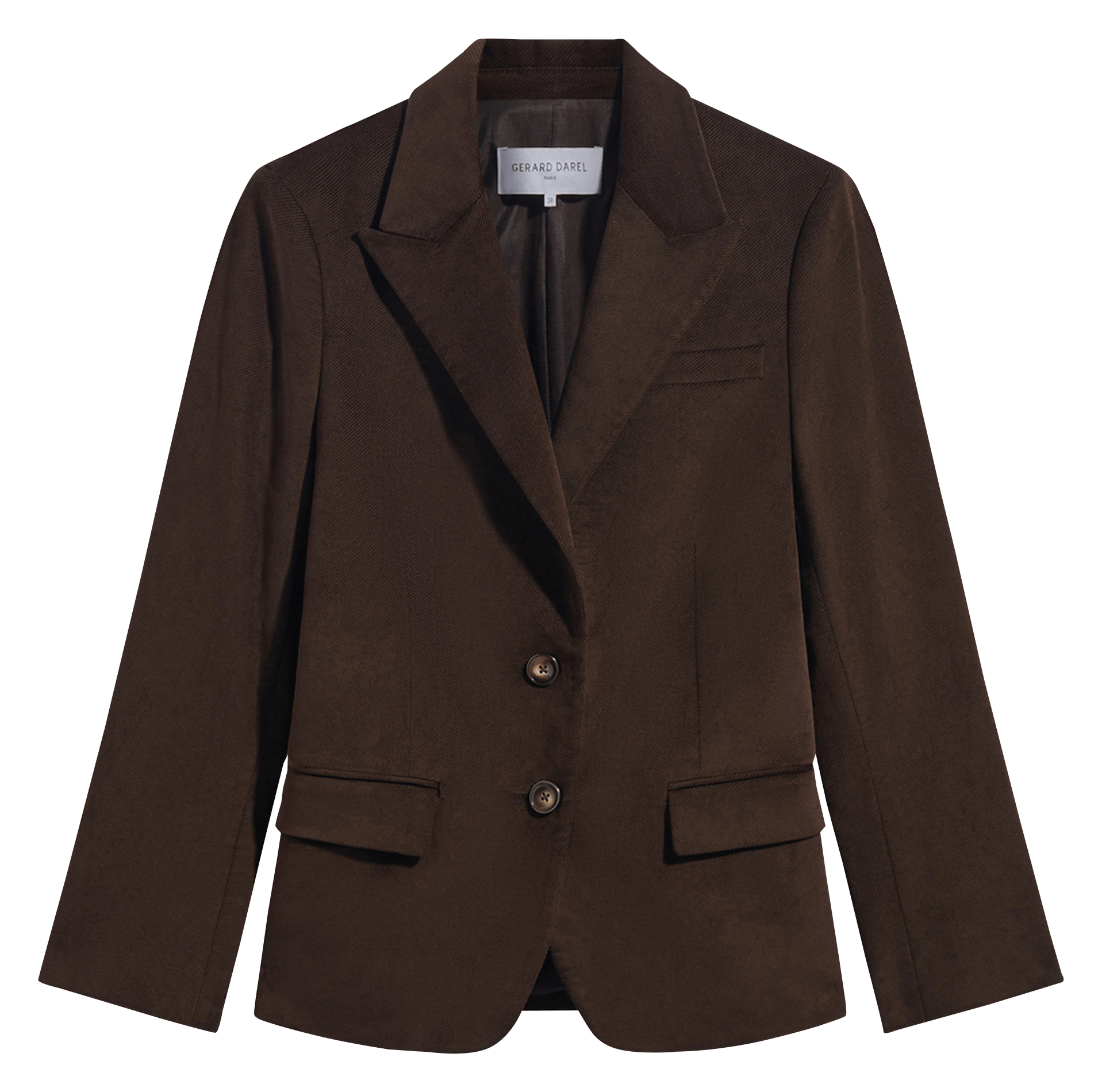 Solid velvet straight blazer. GERARD DAREL Brown
