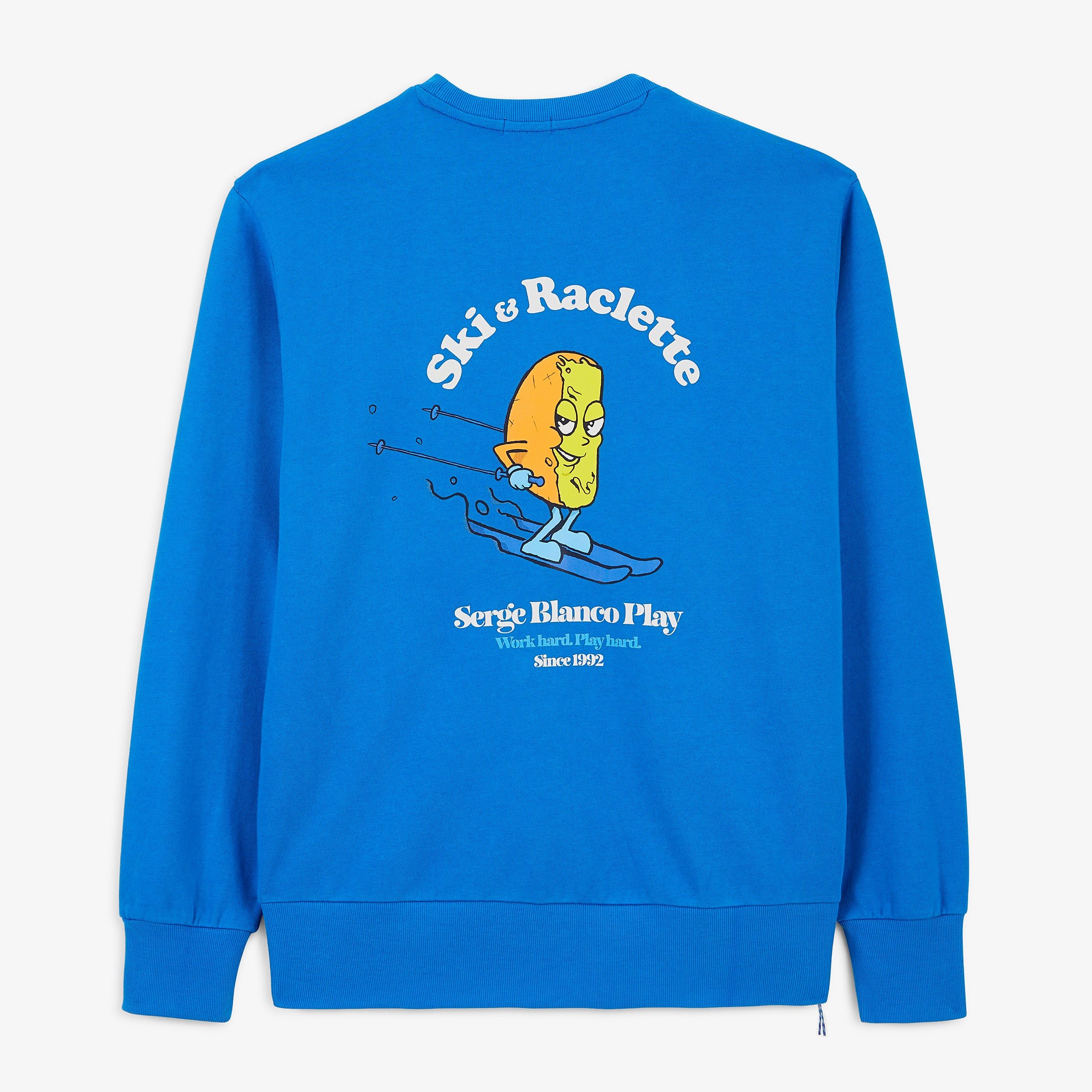 Blue Niva round neck sweatshirt with ski & raclette print SERGE BLANCO Blue