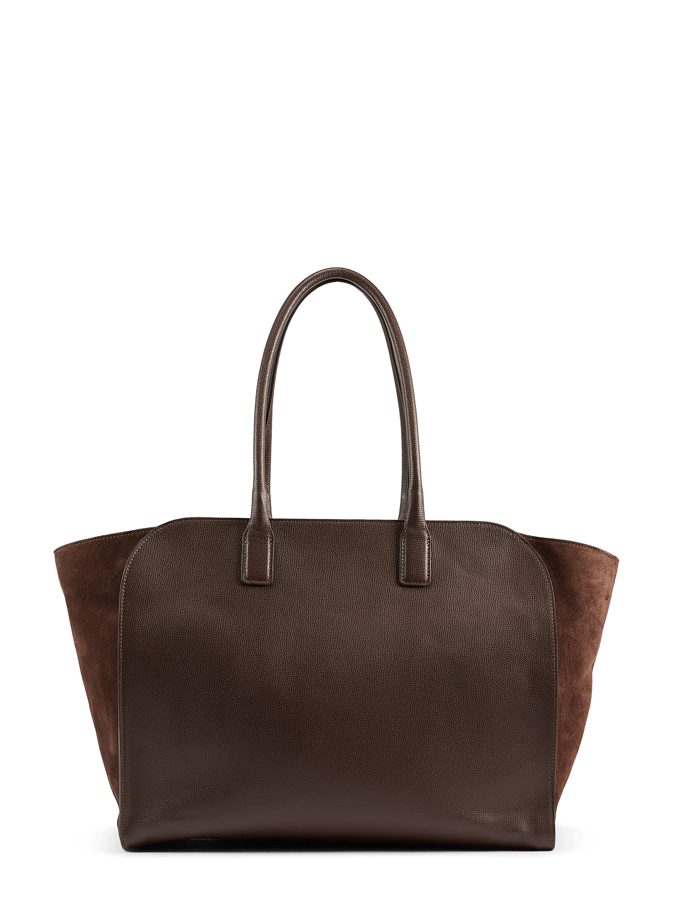 Ibiza grained leather tote bag with suede panel SAISON 1865 Brown