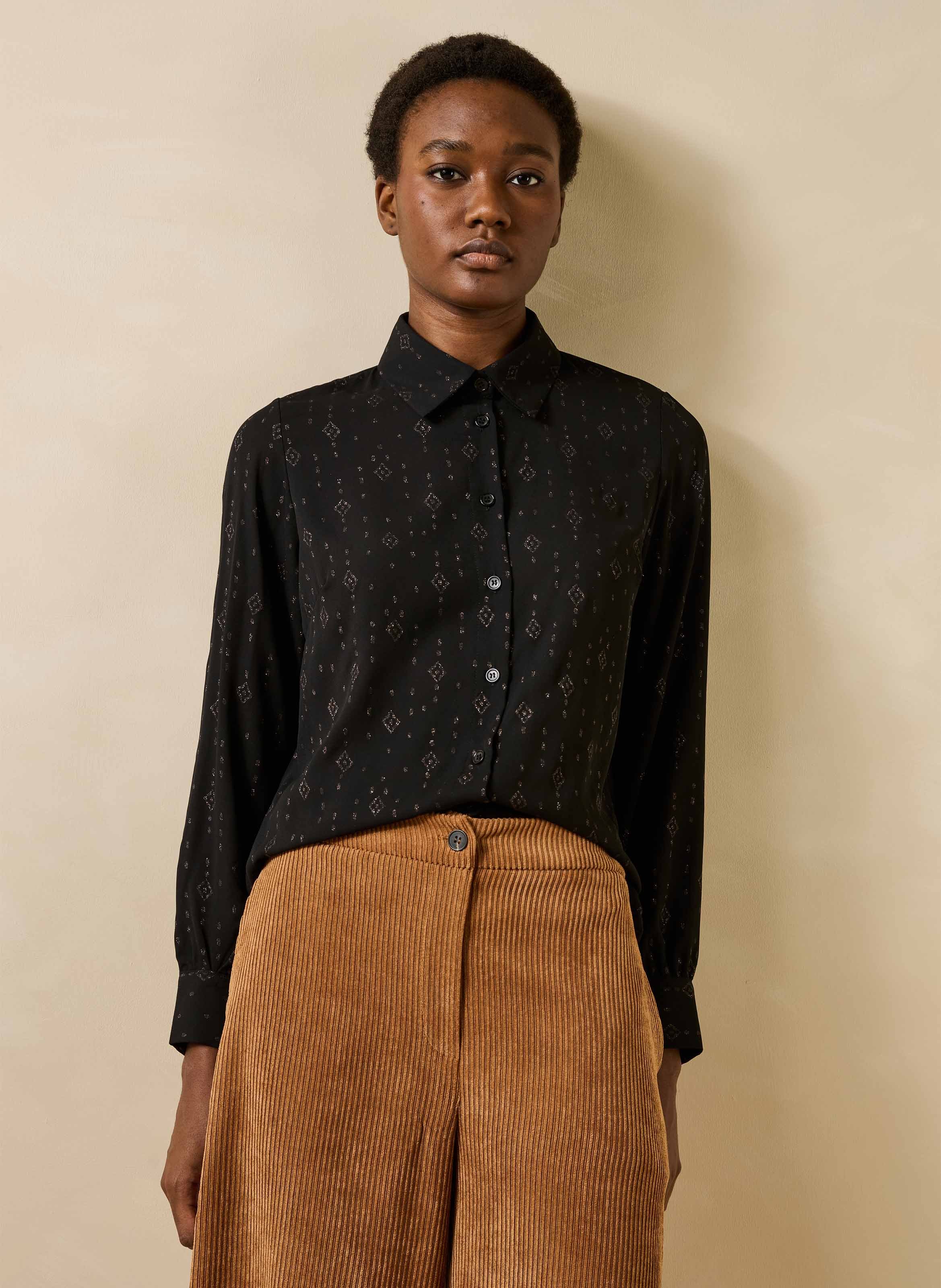 Chemise ample plissée LA FEE MARABOUTEE Noir
