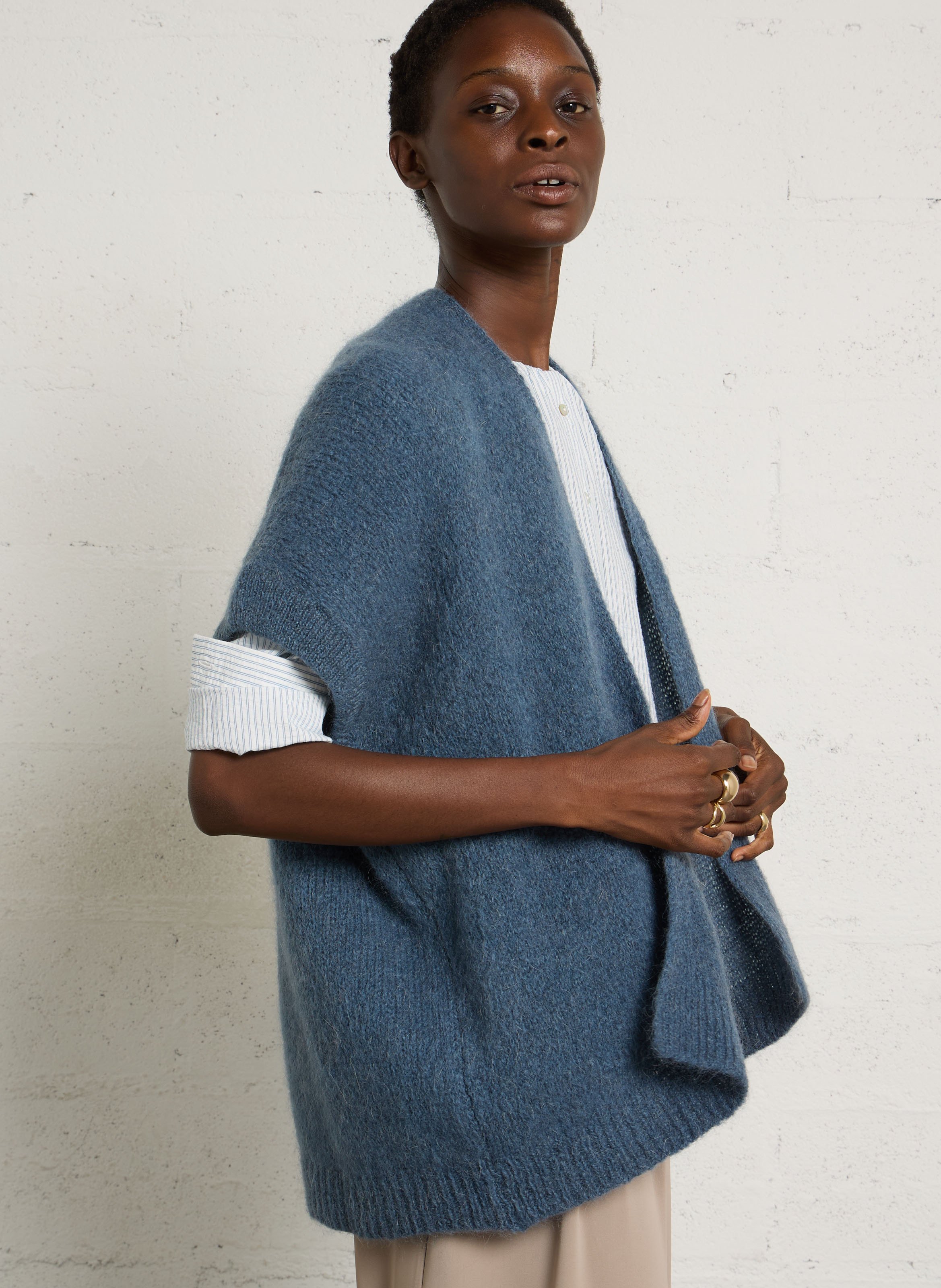 Sleeveless wool-blend cardigan PLEASE