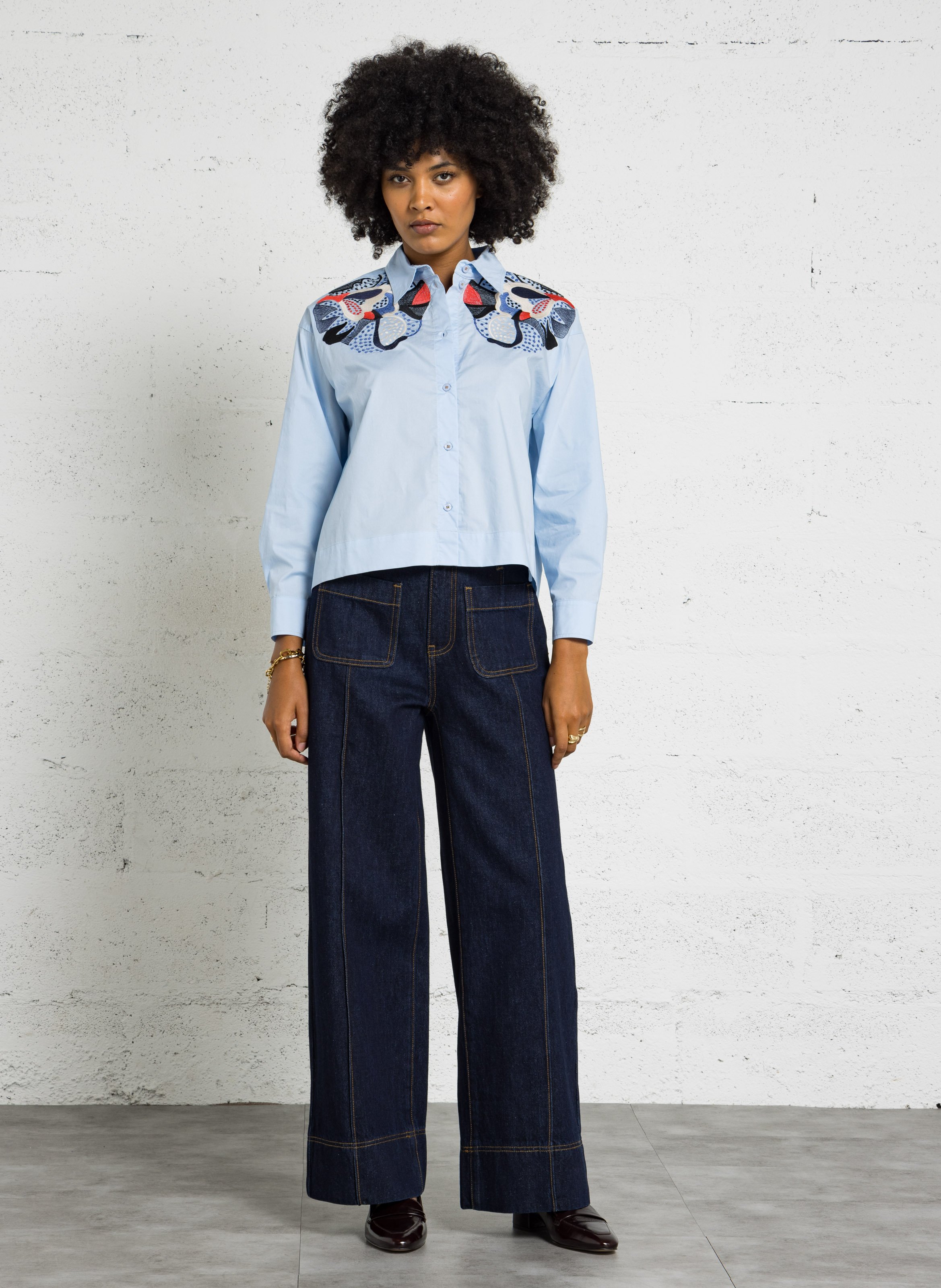 Ruimvallende, katoenen blouse TINSELS Blauw