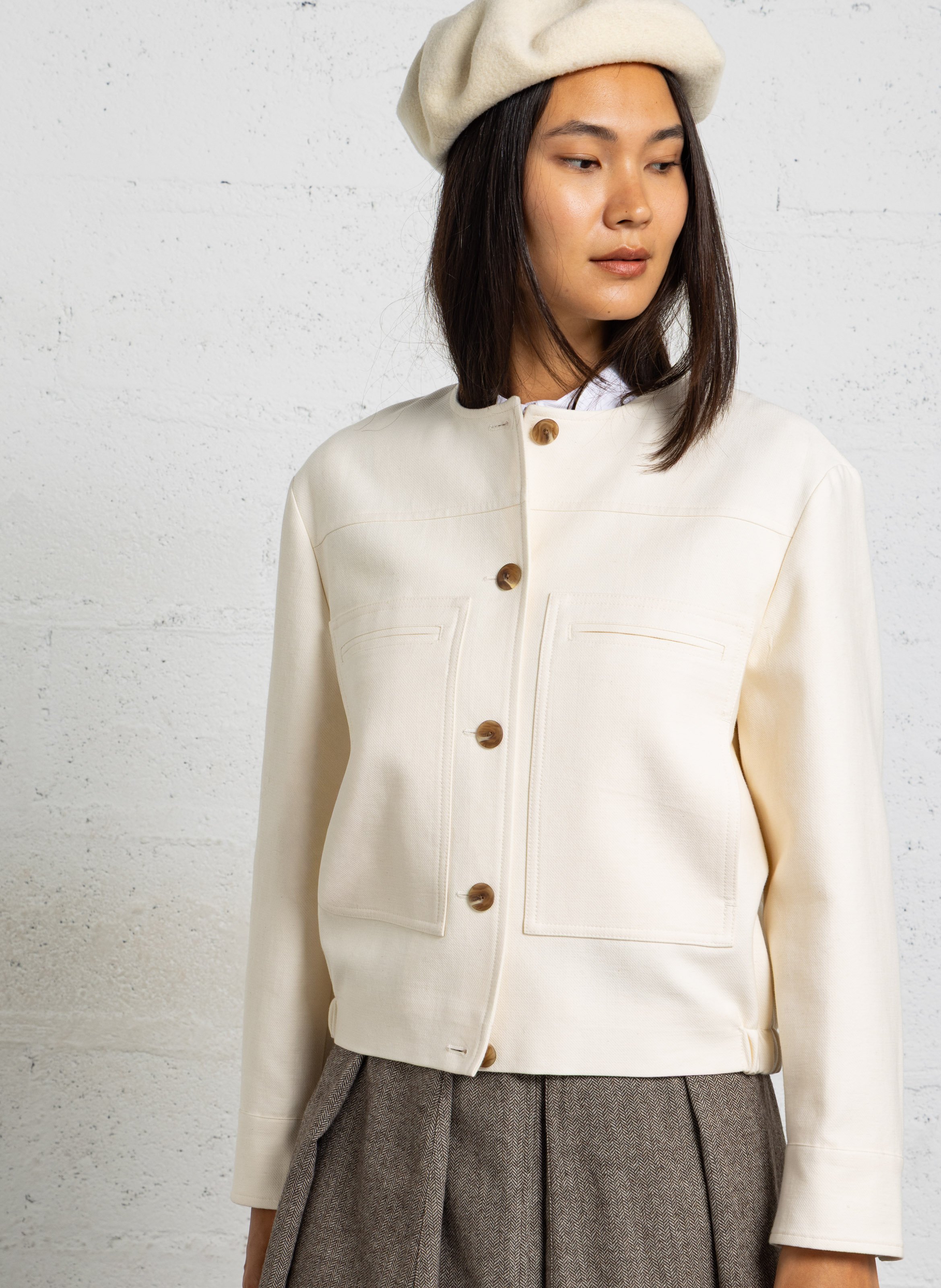 Veste droite en coton mélangé MAISON 123 Beige