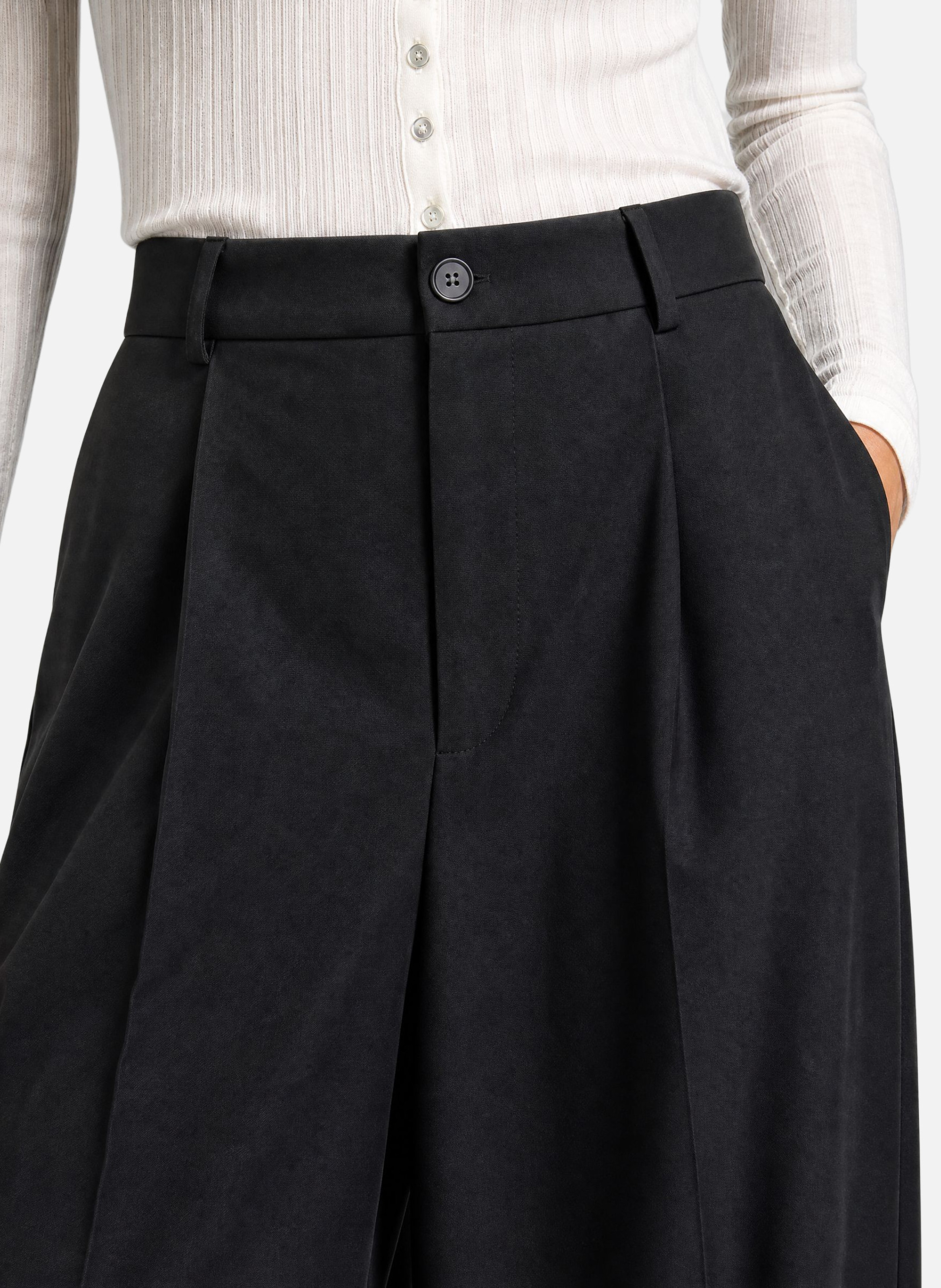 Wide-leg tailored wool blend trousers THE KOOPLES Black