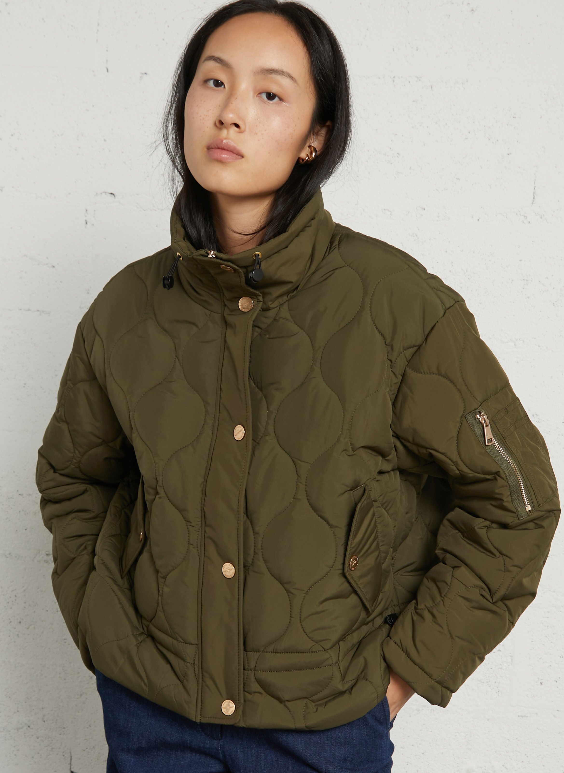 Quilted high-neck jacket BOMBERS ORIGINAL Khaki