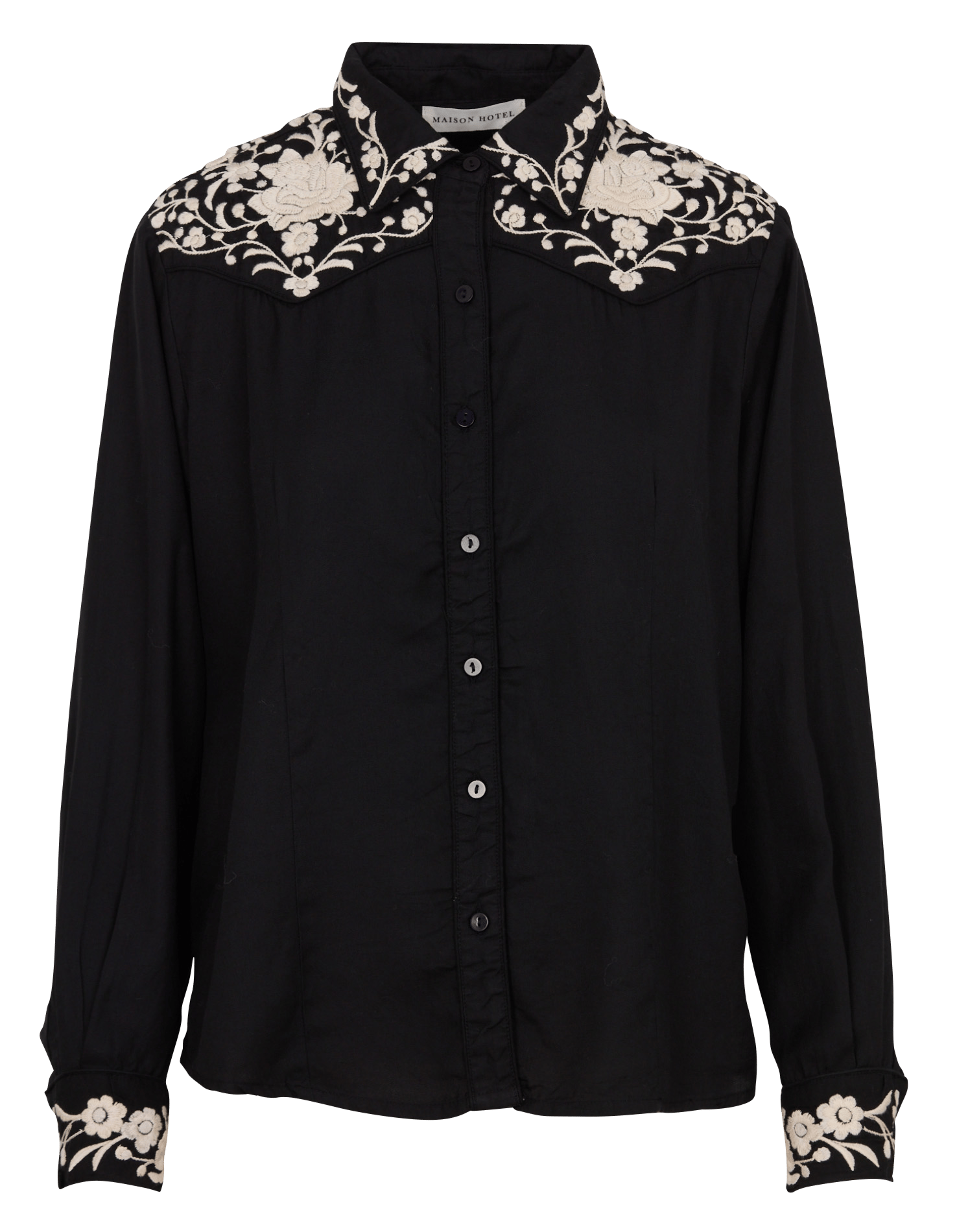 Straight shirt with embroideries MAISON HOTEL Black