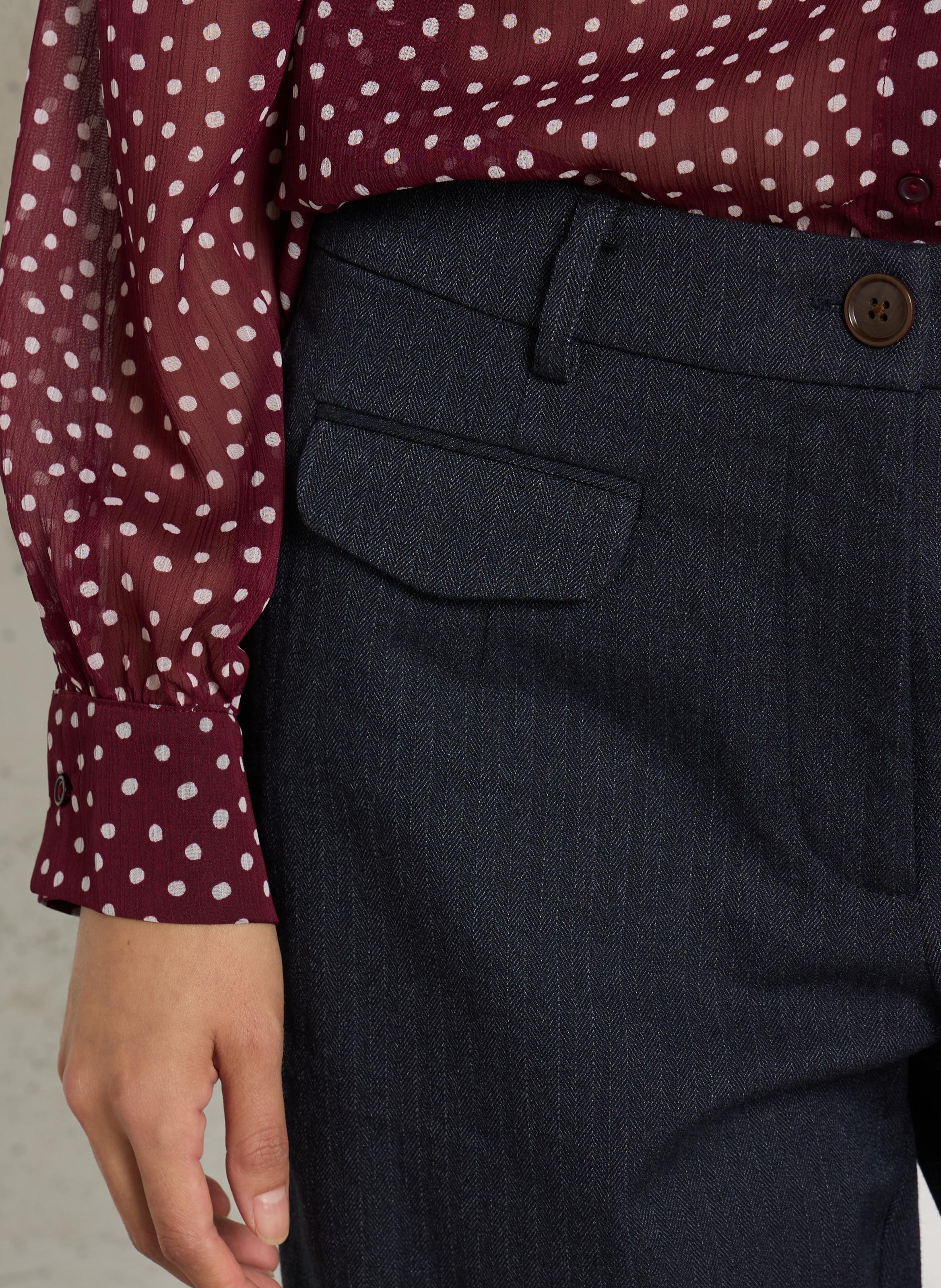 Wide-leg trousers in mixed cotton NICE THINGS Blue