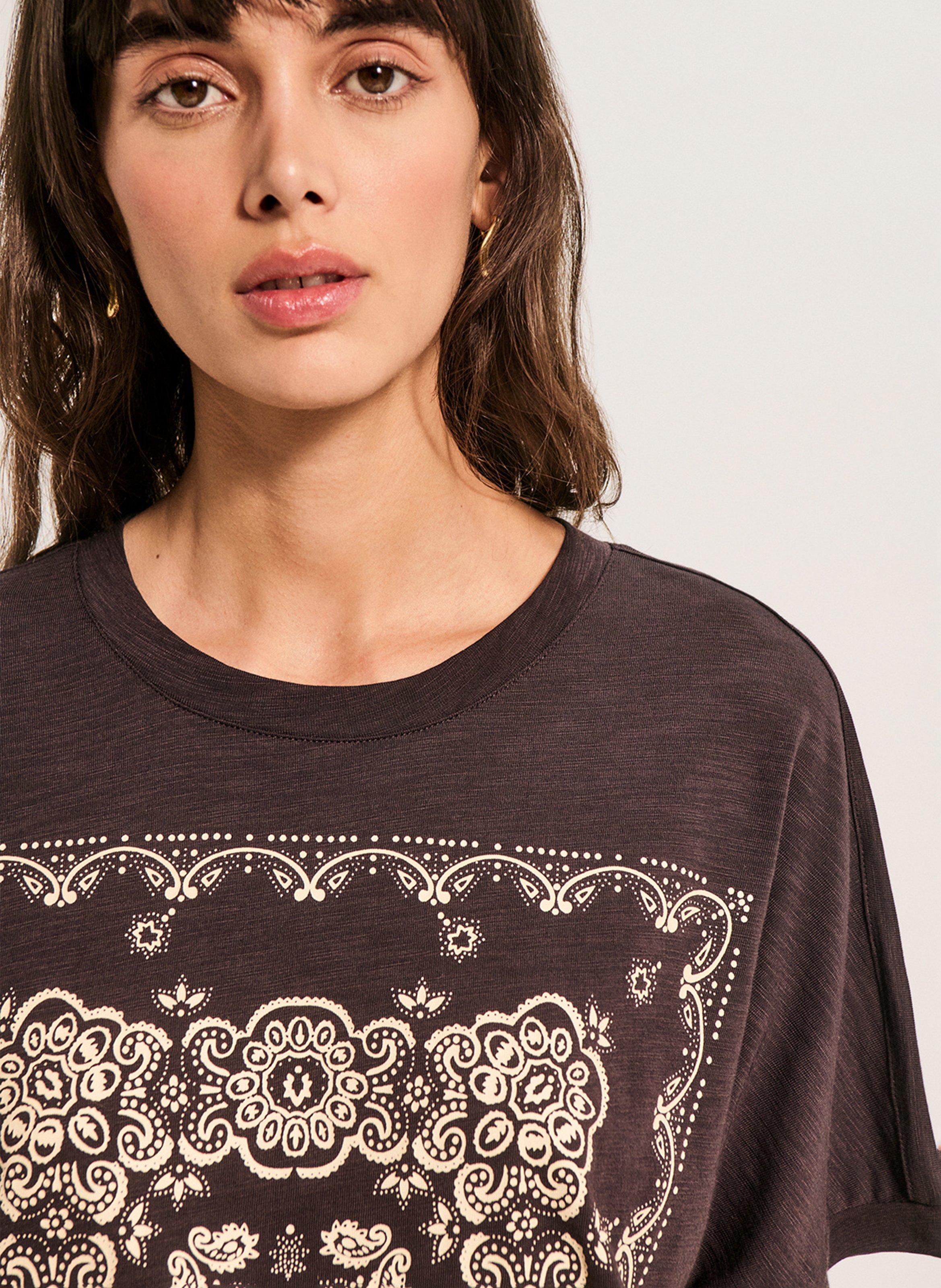 Bedrucktes Rundhals-T-Shirt PABLO Braun