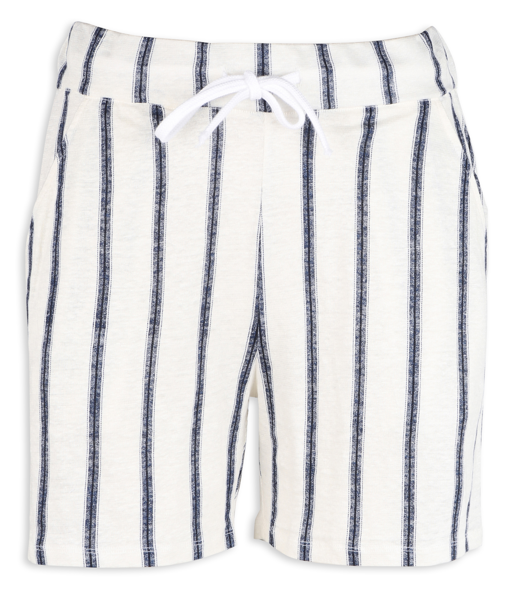 Short à rayures en lin mélangé  MAJESTIC FILATURES Bleu