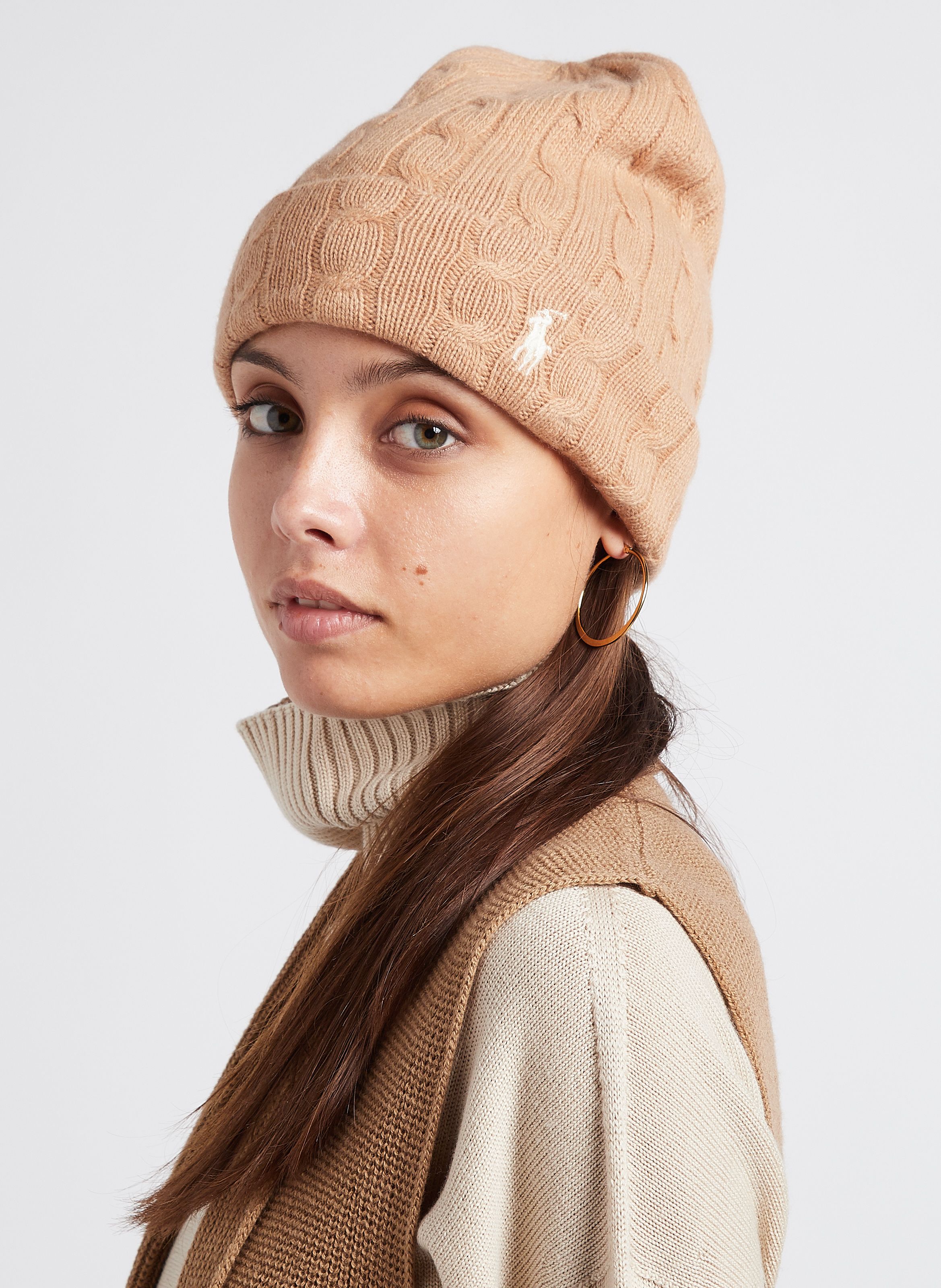 Beige Braided wool cap