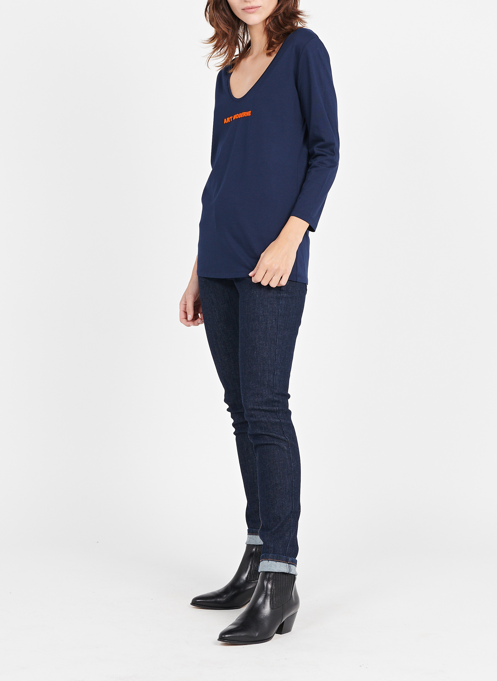 Jean slim en coton mélangé Bleu