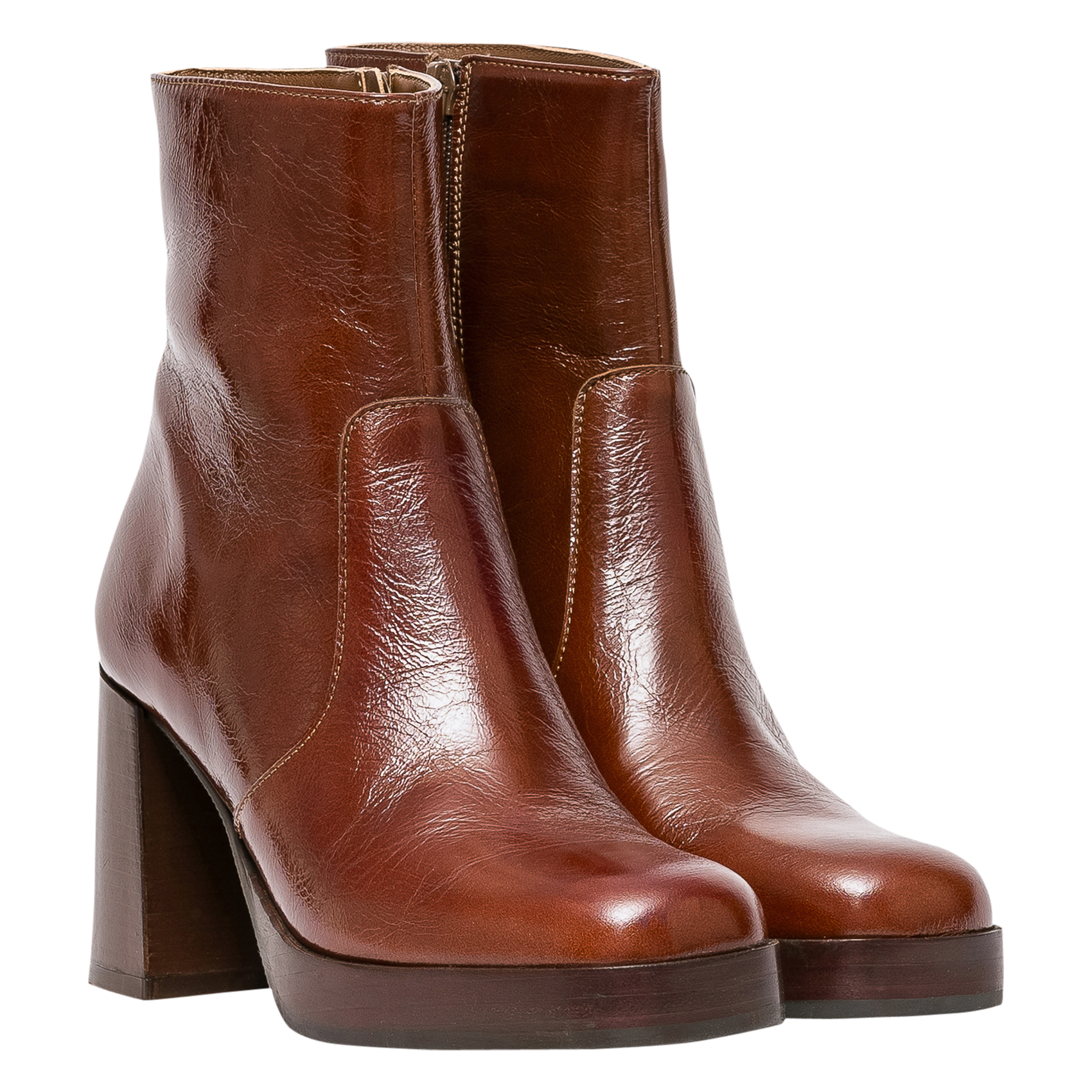 Bottines à talons en cuir BOCAGE Marron