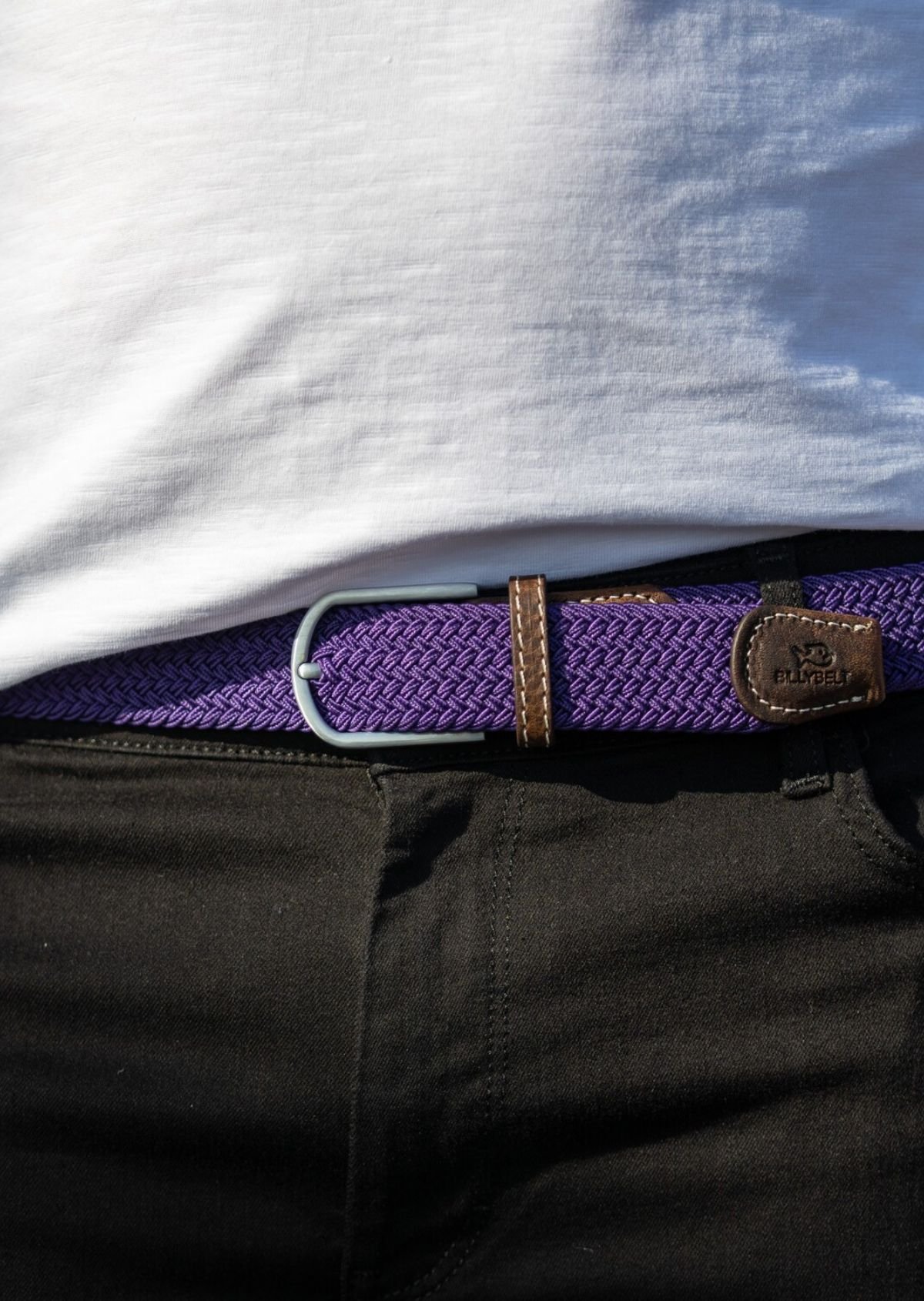 Solid Elastic Braided Belt BILLYBELT Purple