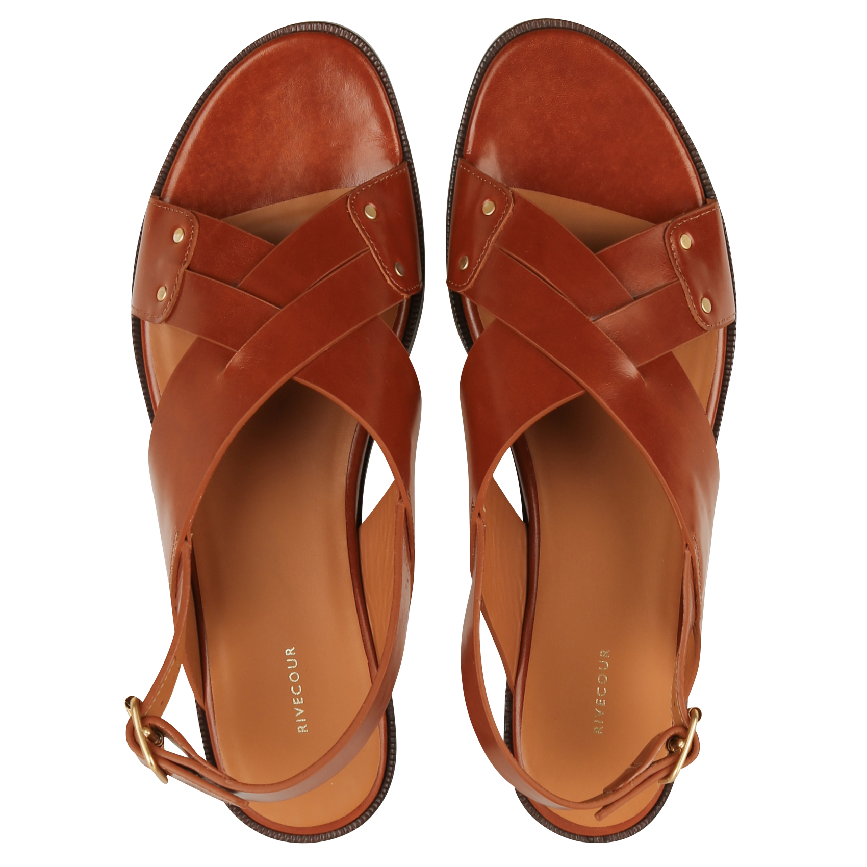 Sandales plates en cuir  RIVECOUR Marron