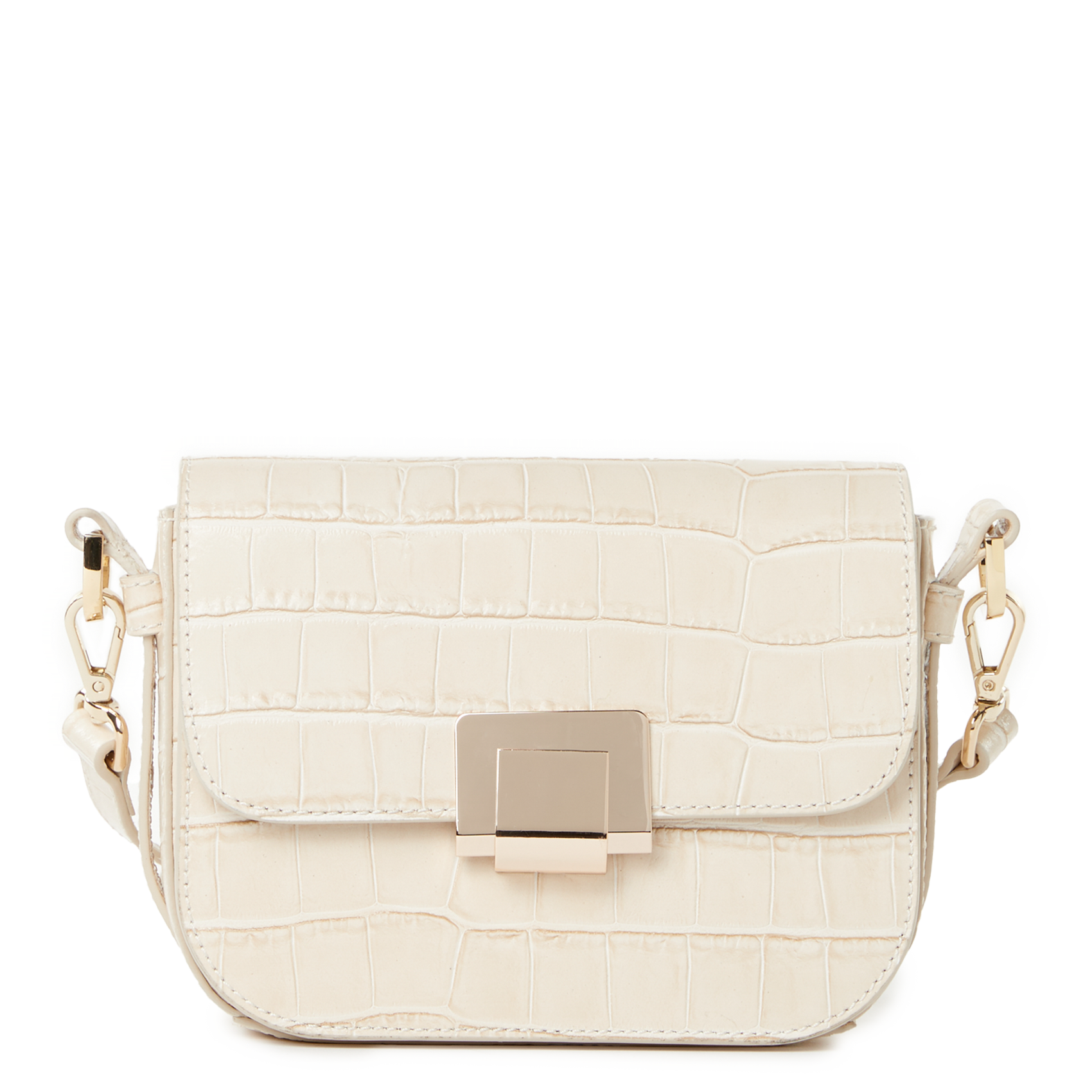 Carrie Blue Crocodile Embossed Leather Shoulder Bag