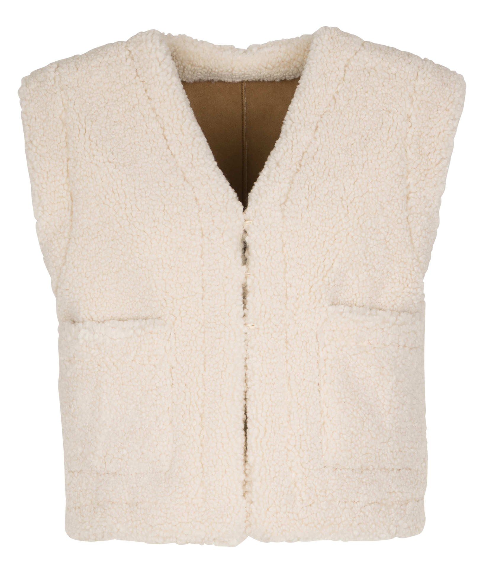 Veste droite en fibres recyclées mélangées SUNCOO Beige