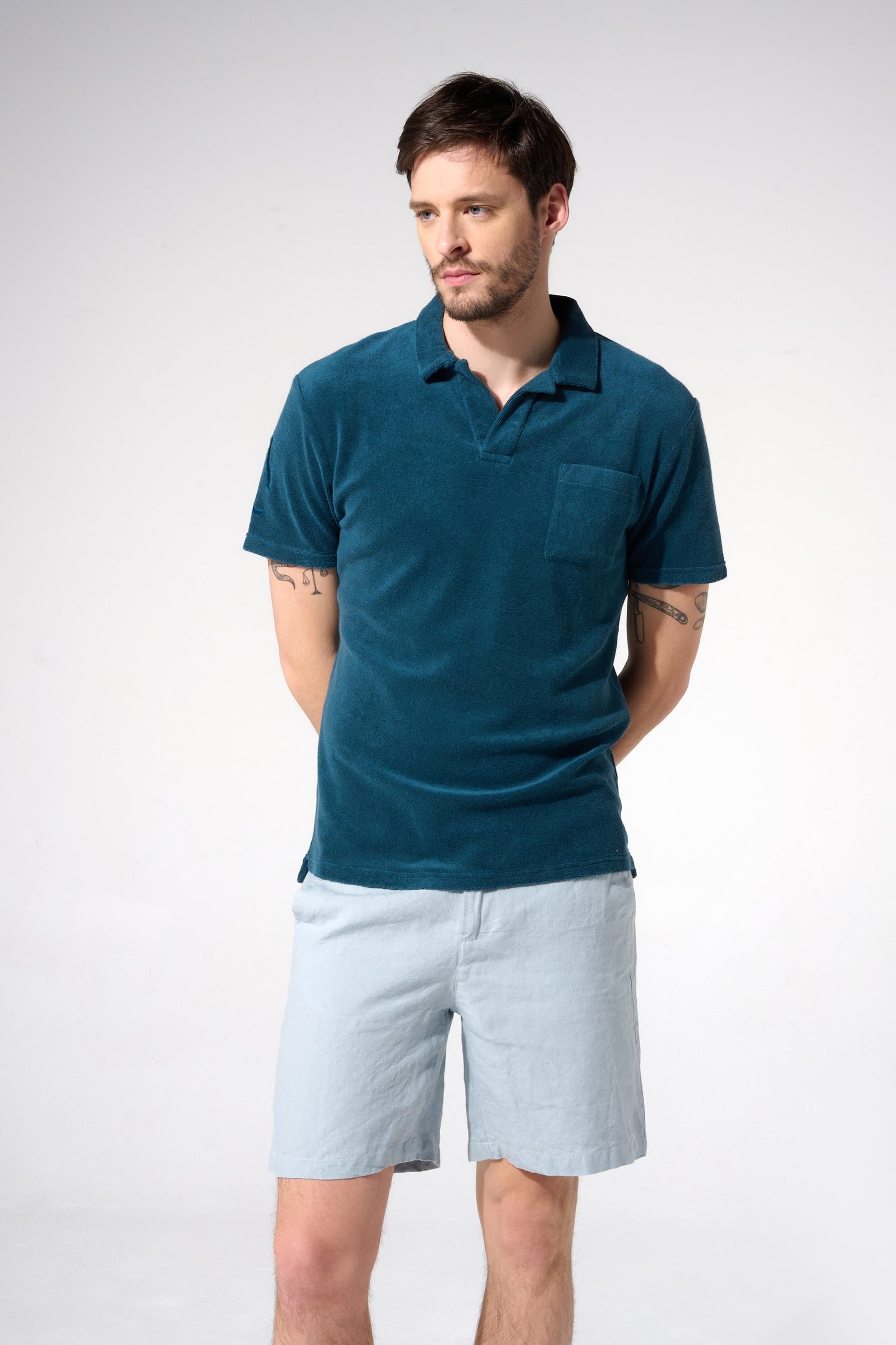 Short-sleeved polo shirt with lapel collar APNEE Blue