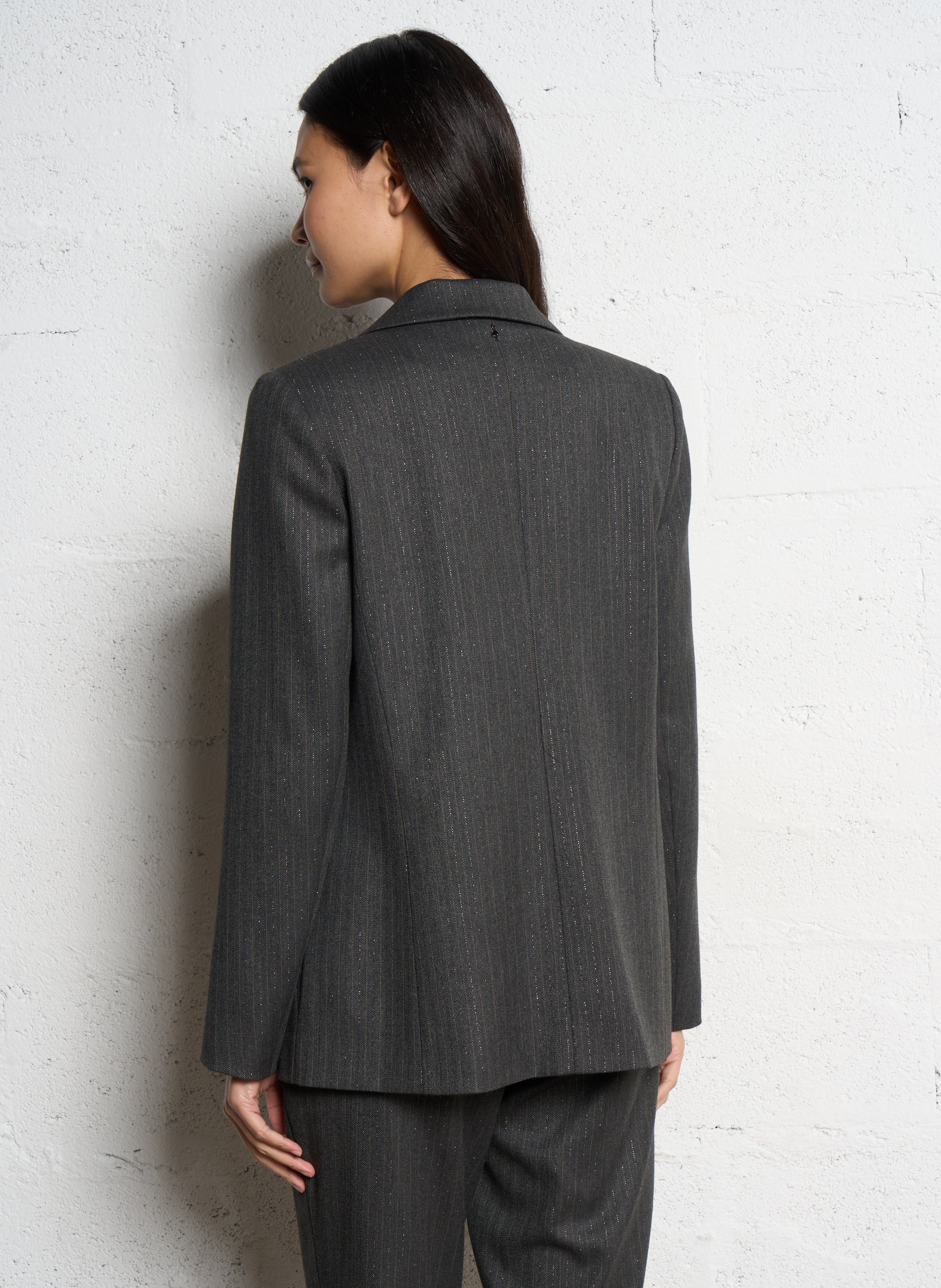 Straight striped tailored jacket ONE STEP Grey