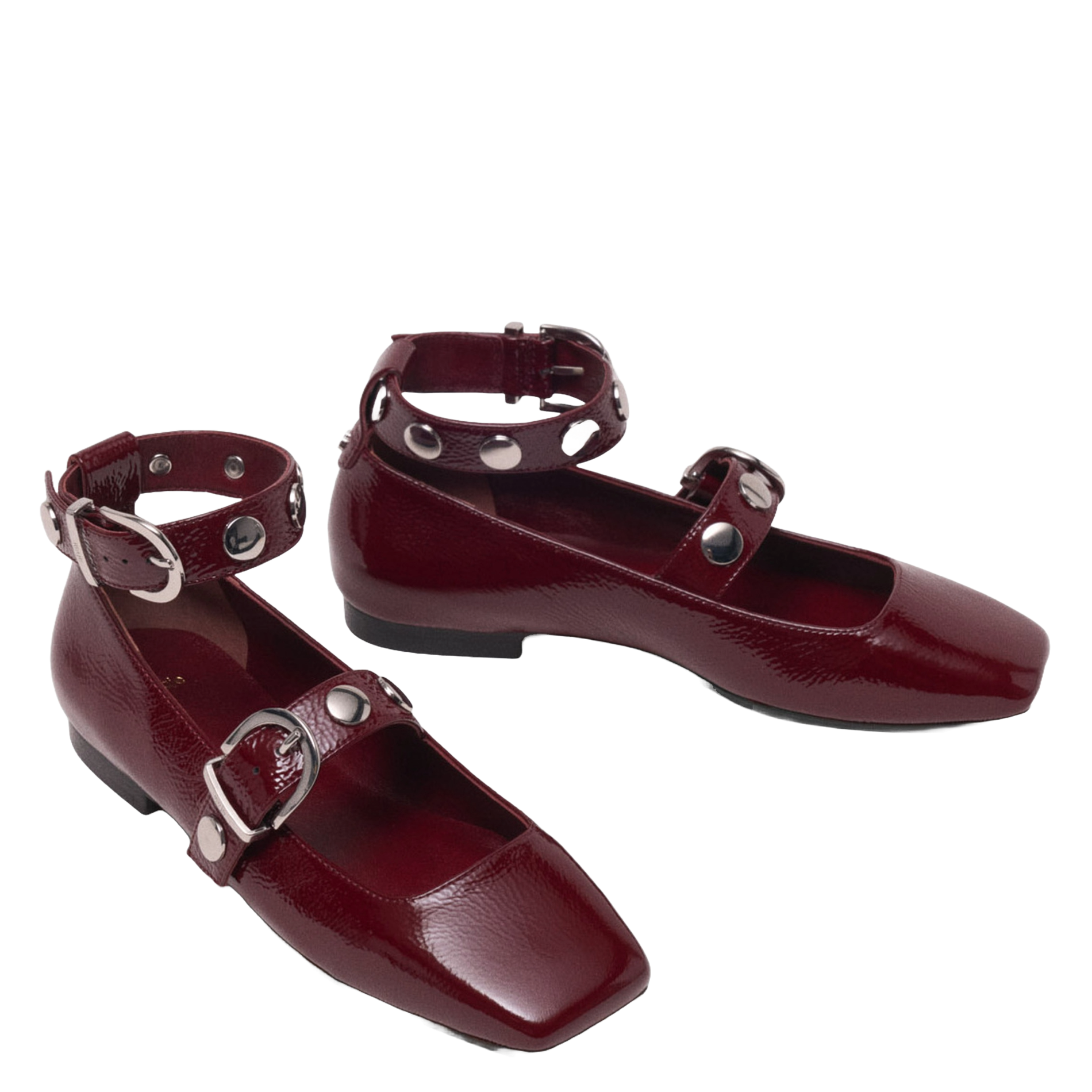 Babies à studs en cuir MAJE Rouge