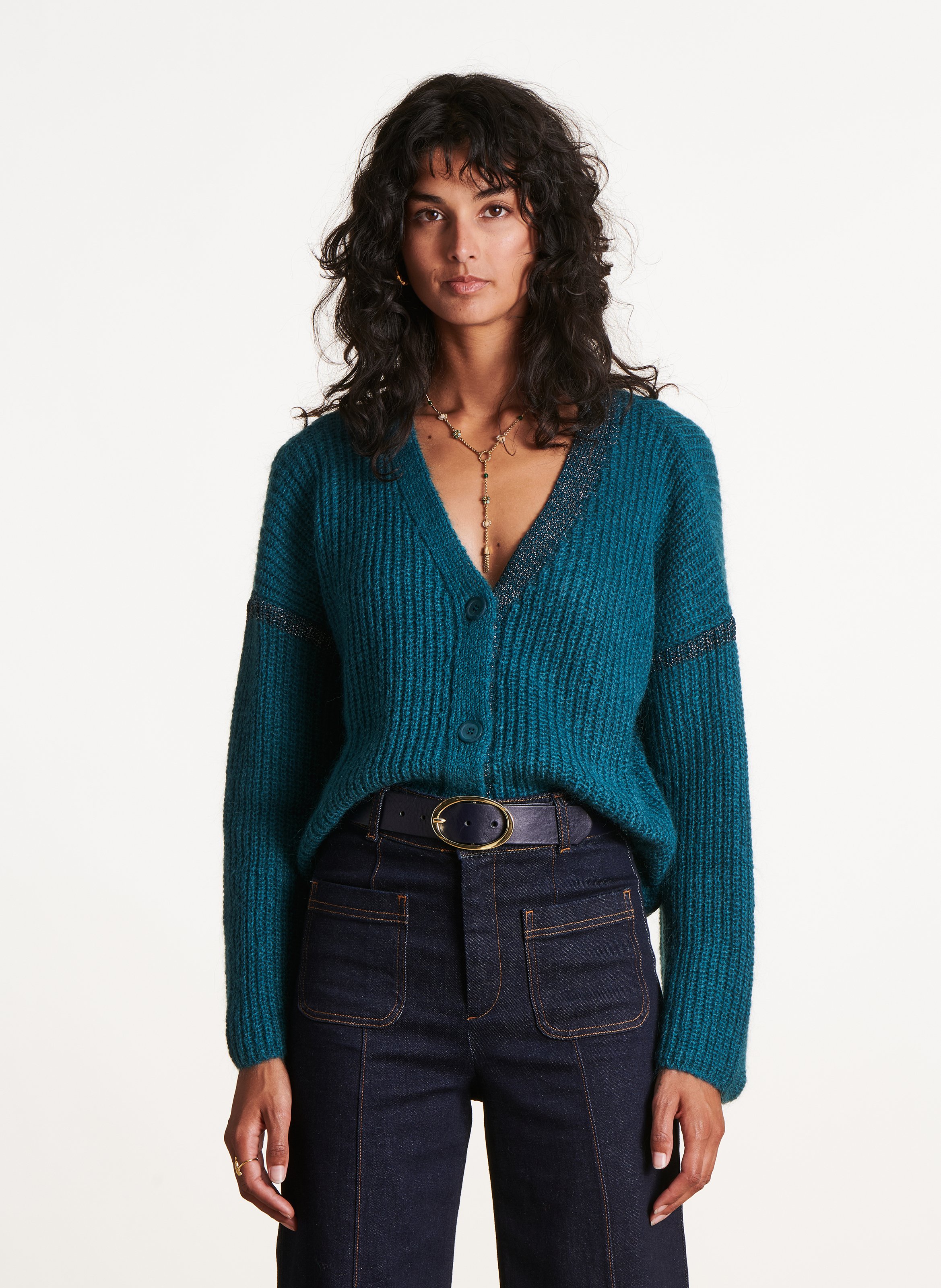 Oversized vest V-hals LA FEE MARABOUTEE Blauw