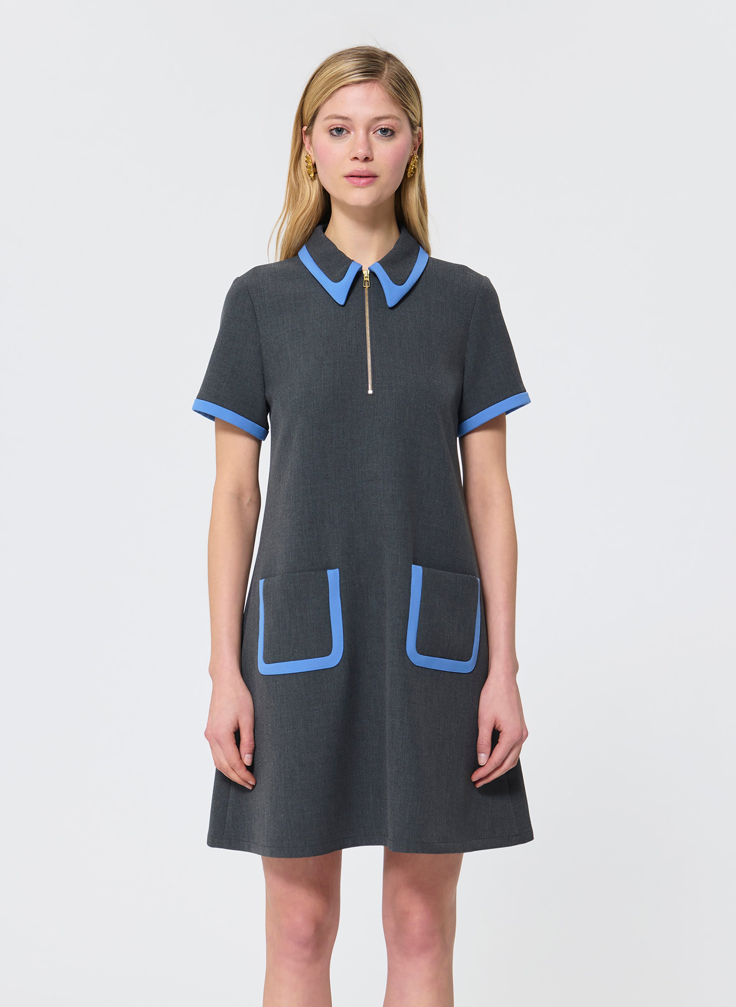 Short retro trapeze dress TARA JARMON Grey