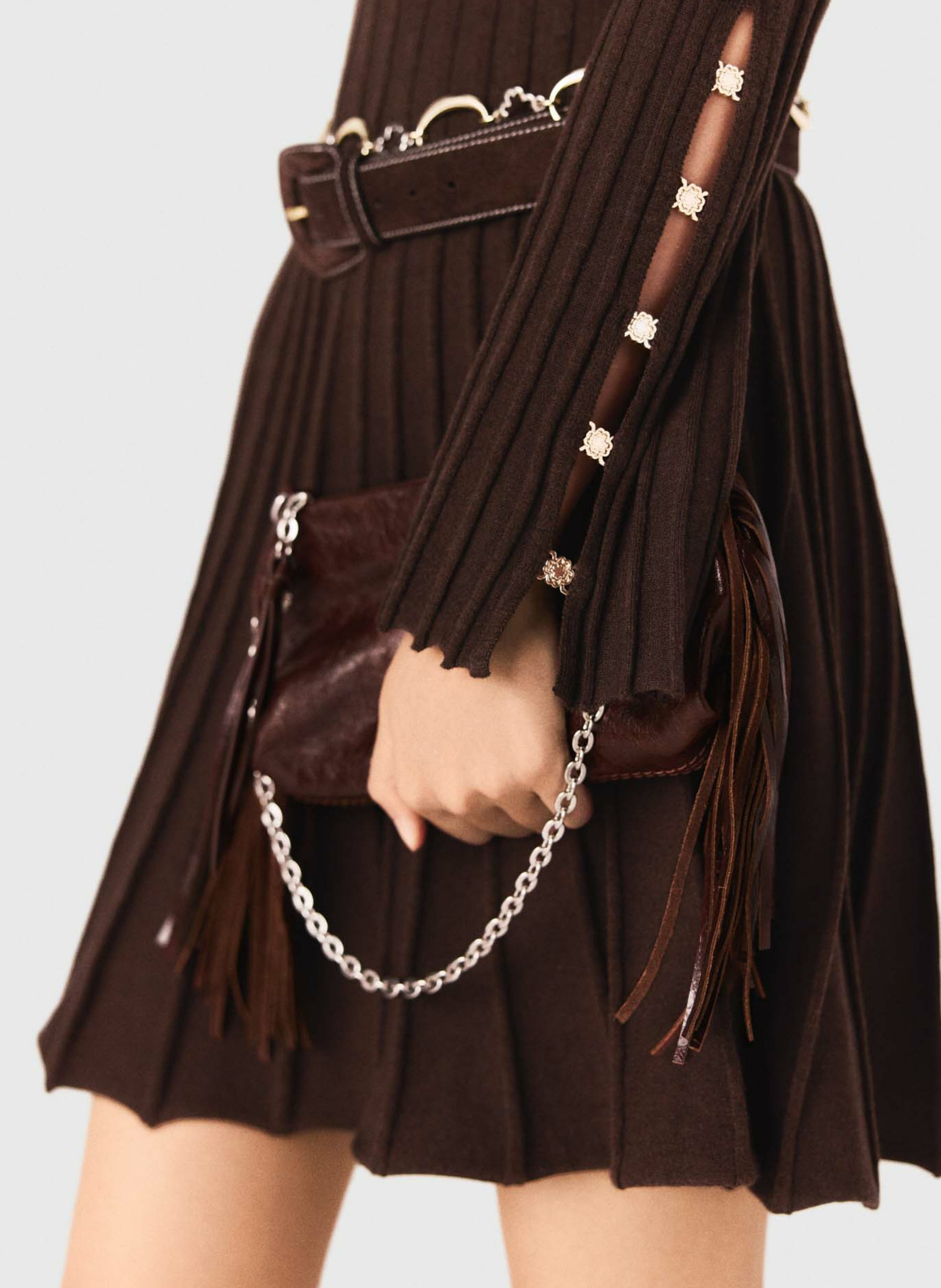 Robe courte col roulé  MAJE Marron