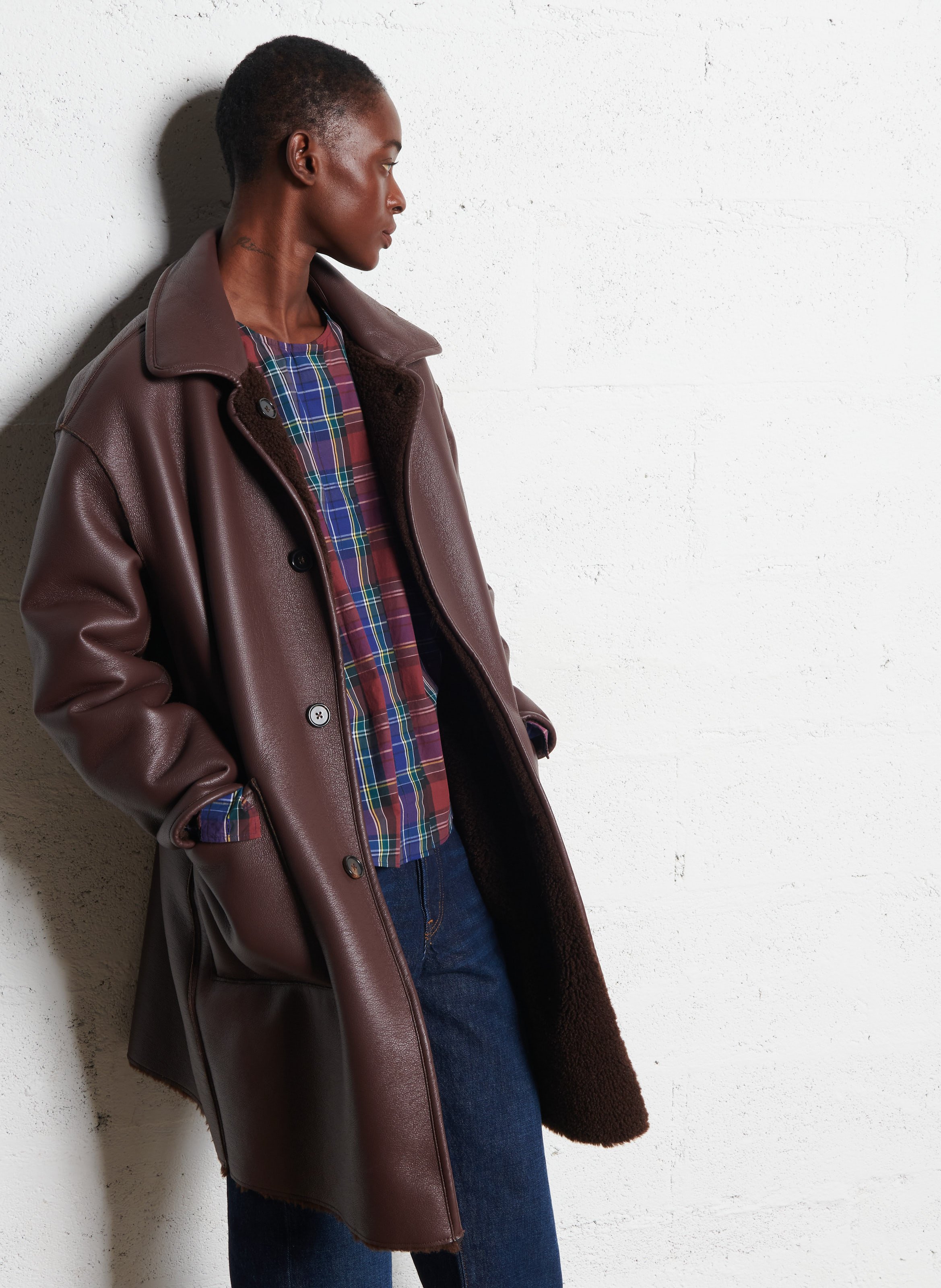 Manteau oversize réversible BELLEROSE Marron
