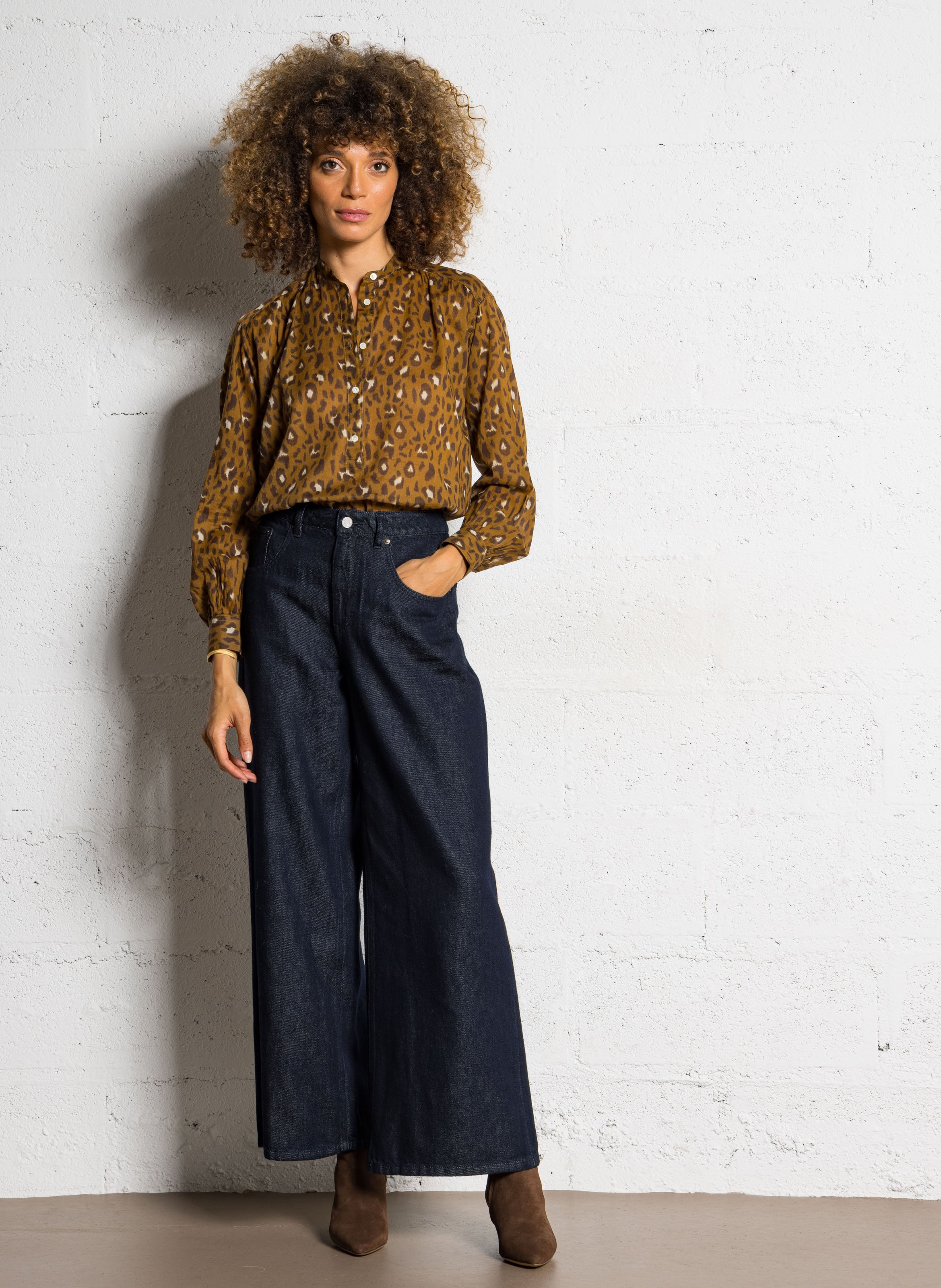 Baumwollbluse mit Rundhalskragen HARTFORD Mehrfarbig