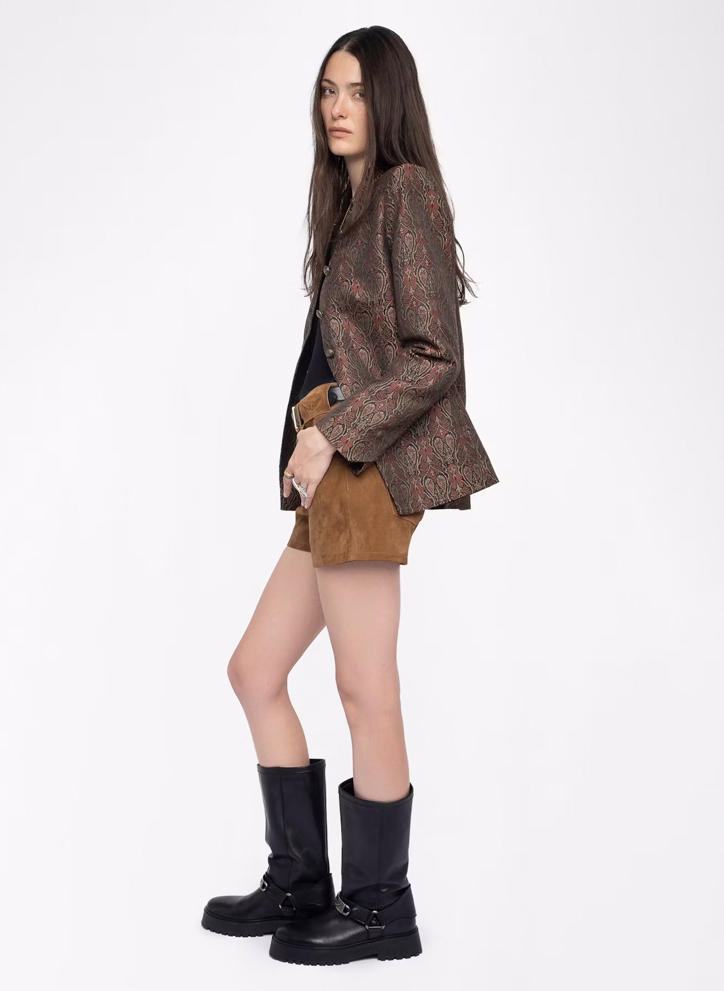 Short en cuir velours ZADIG&VOLTAIRE Marron