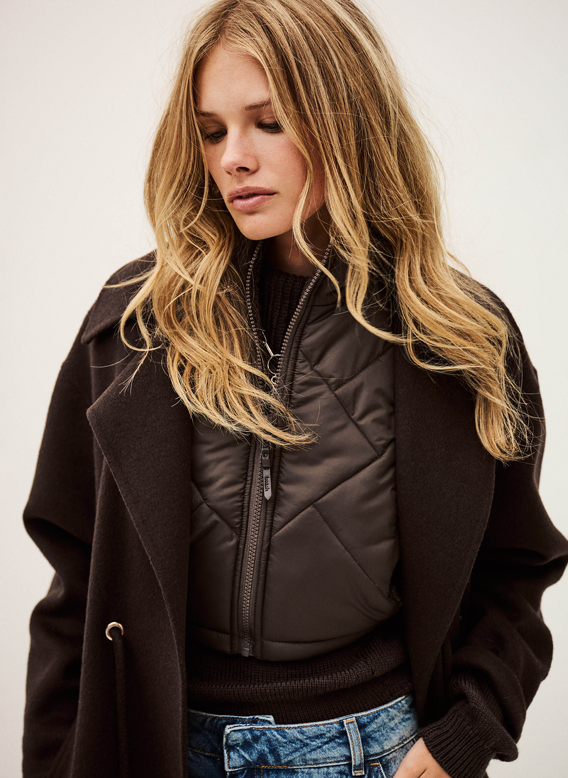 Short sleeveless zip-up jacket BA&SH Brown