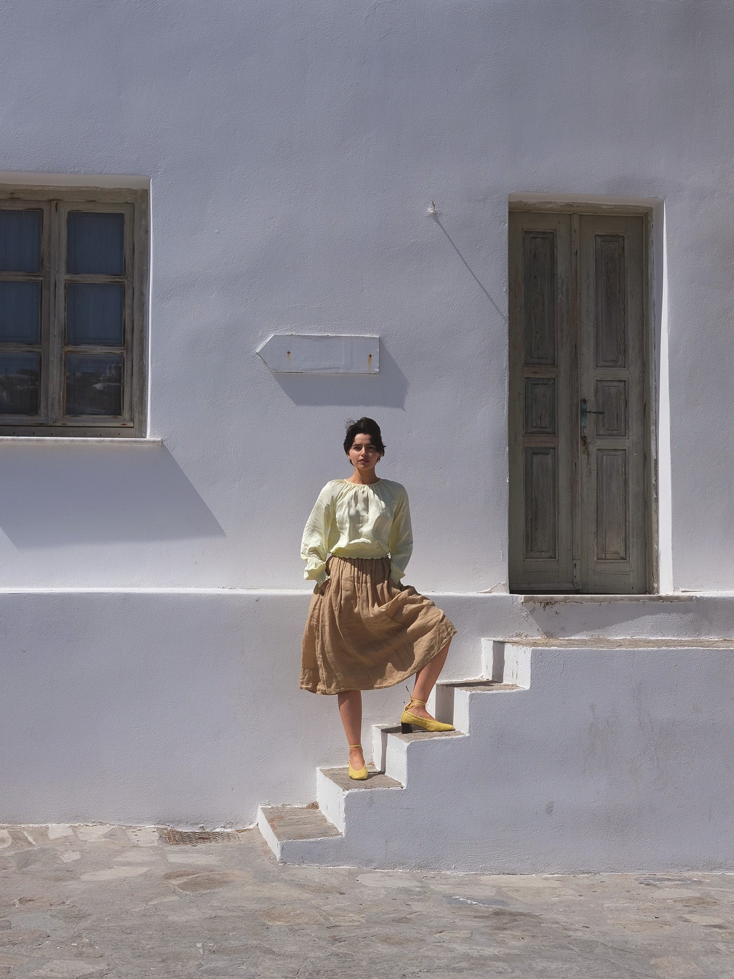 Heeled ballet flats in nappa leather EMZI PARIS Yellow