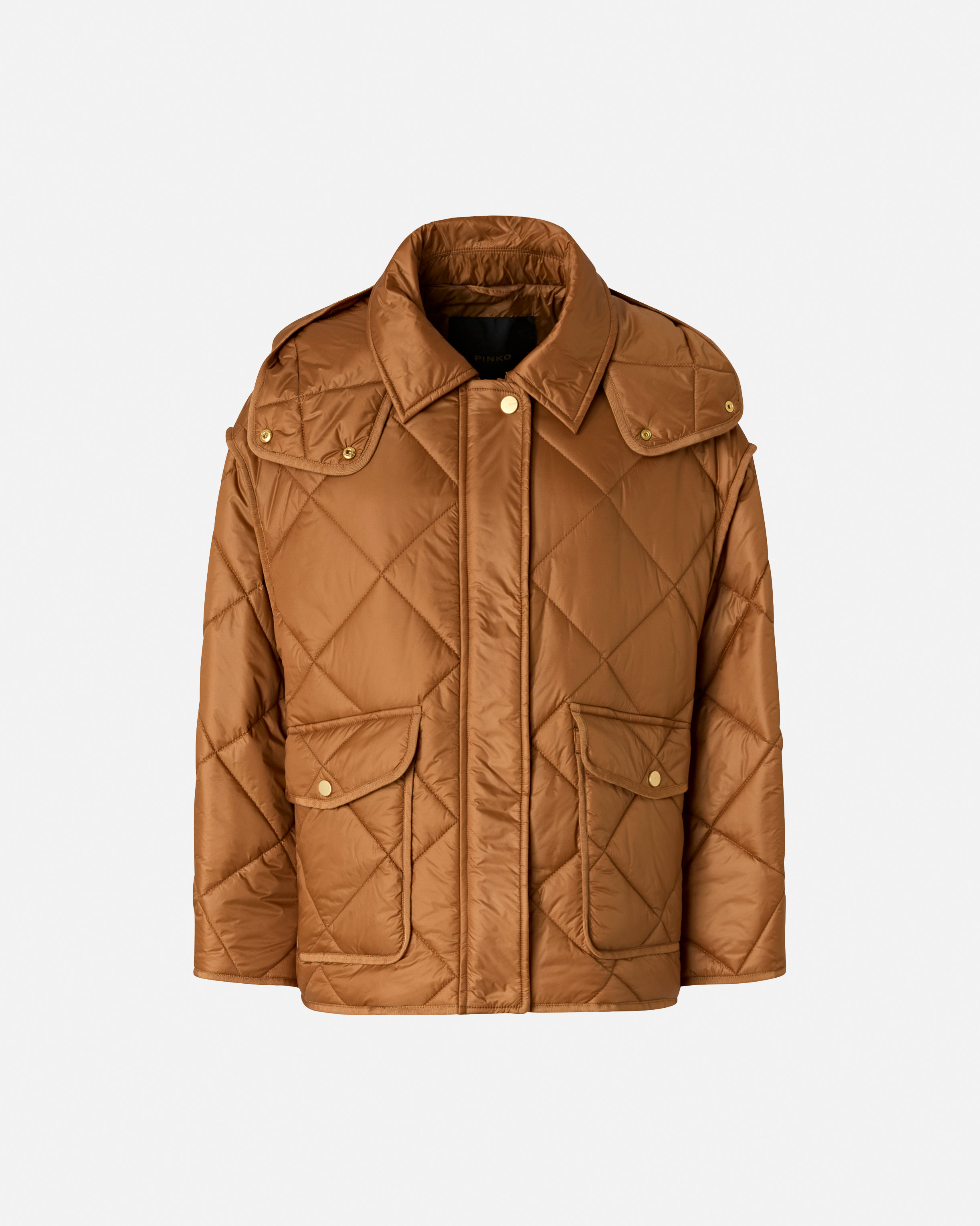 Quilted technical fabric peacoat PINKO Multicolored