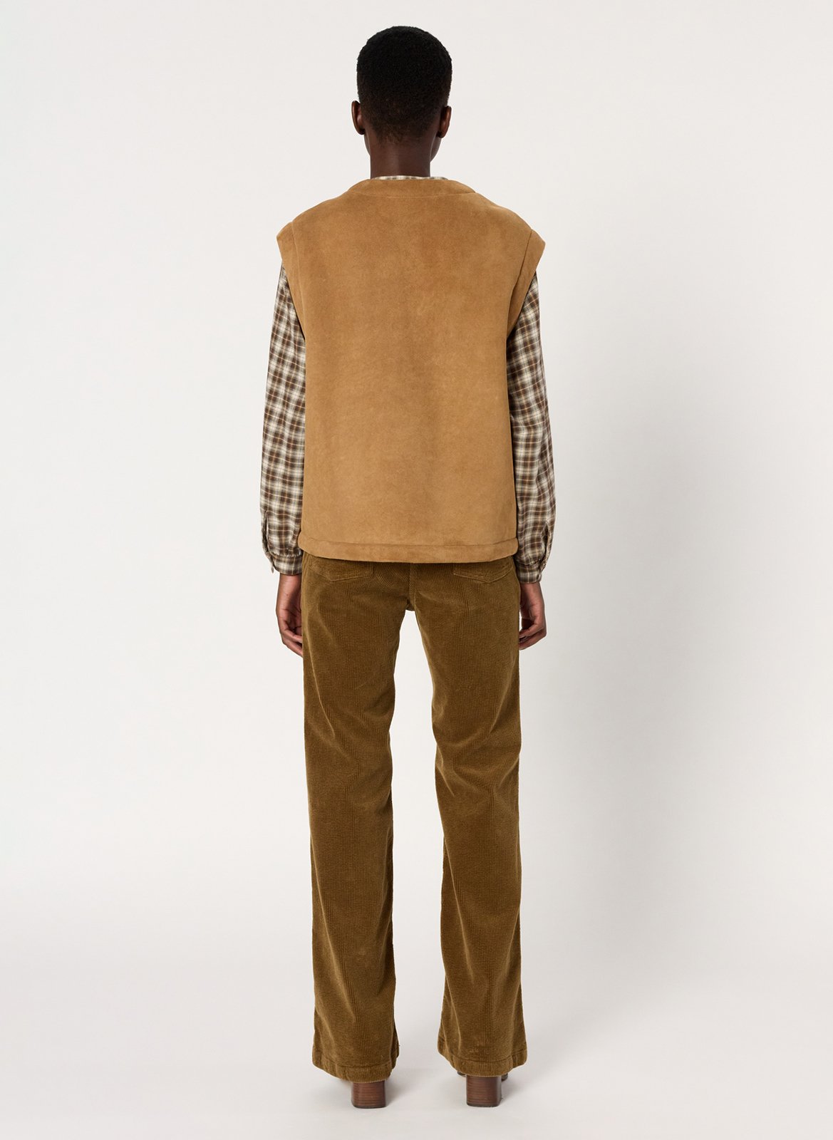 Round-neck leather jacket GERARD DAREL Brown