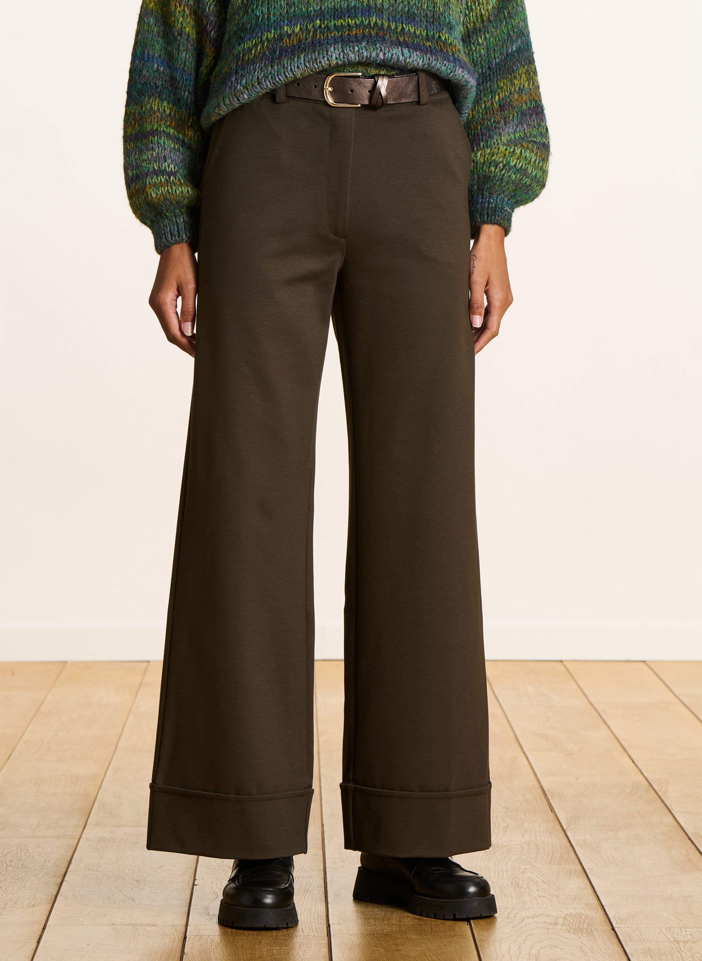 High-waisted wide leg stretch pants LA FEE MARABOUTEE