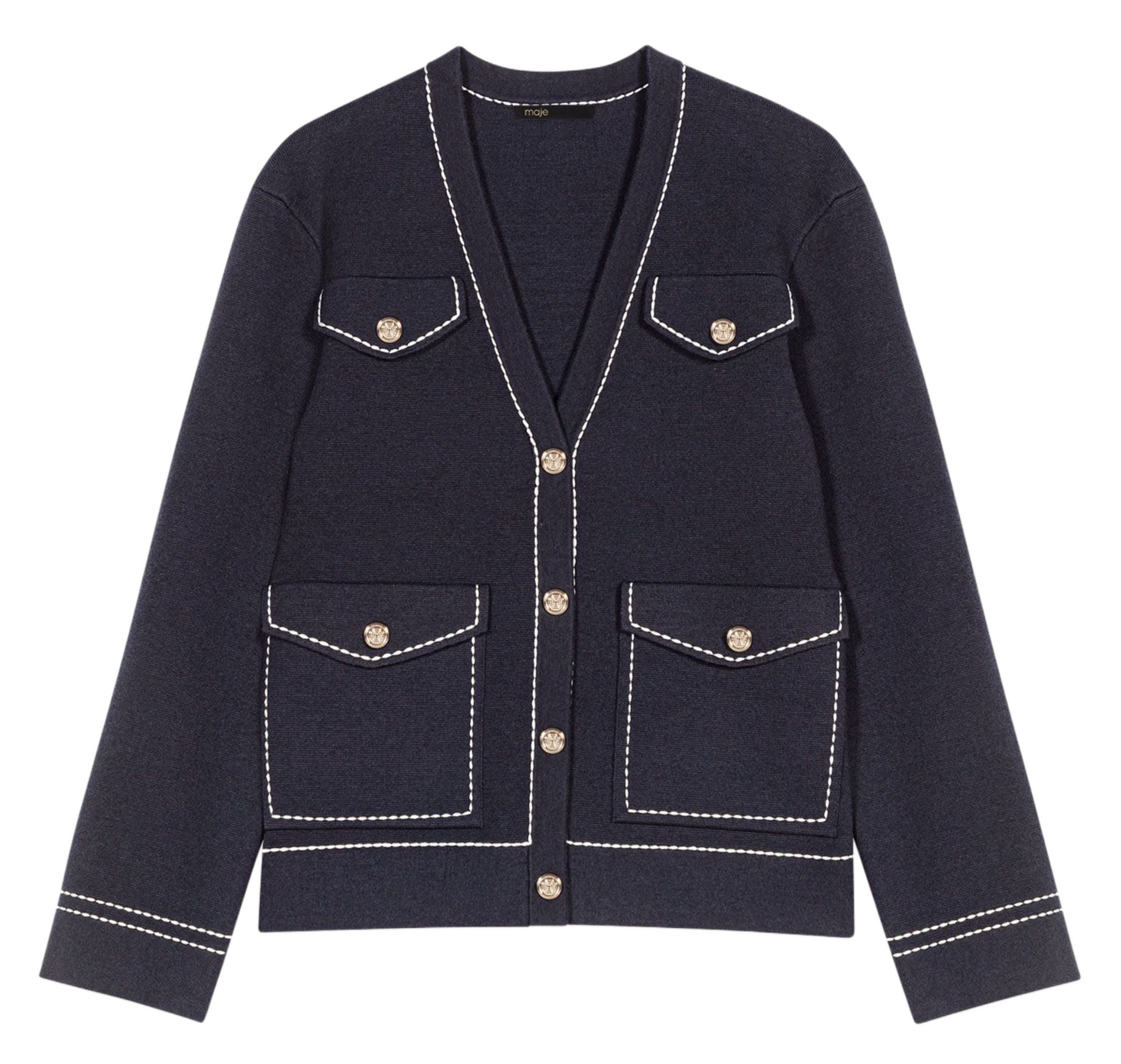 Cardigan met V-hals en fantasieknopen MAJE Blauw