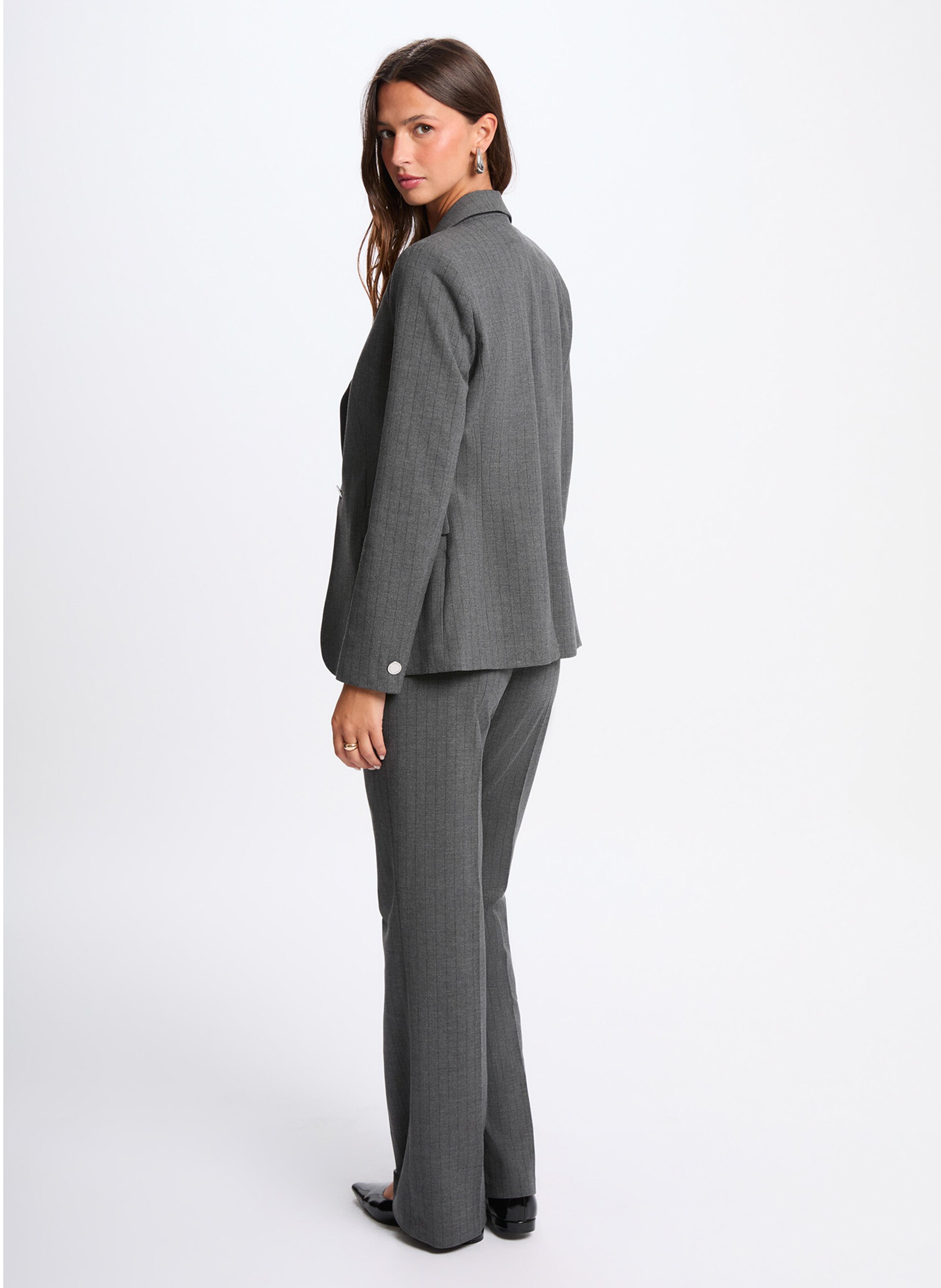 Cotton-blend cardigan with tailored collar MORGAN Grey