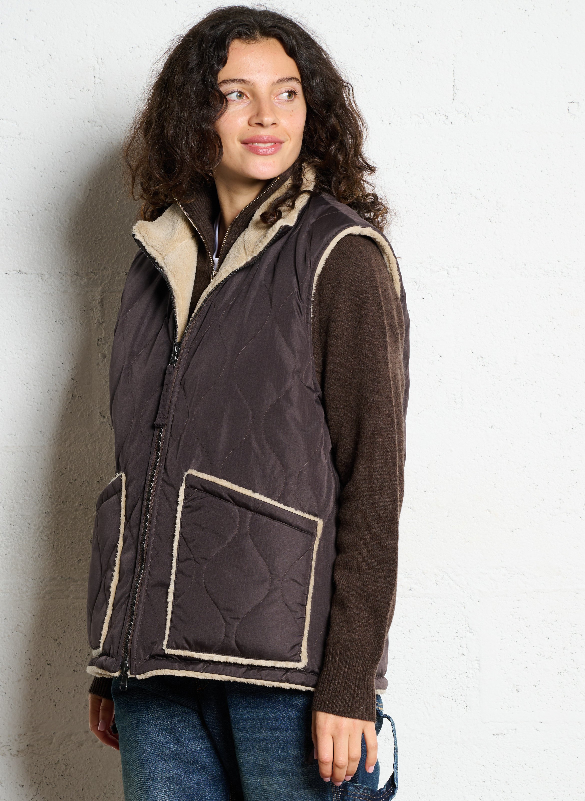 Veste col montant sans manches réversible TAION