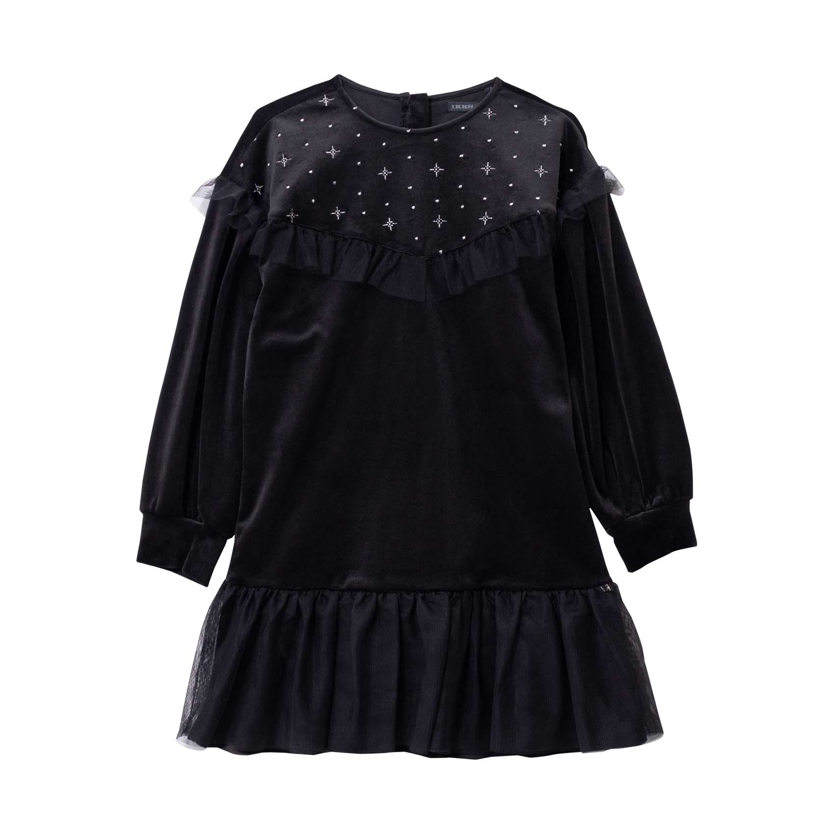 Robe courte col rond en velours IKKS JUNIOR Noir
