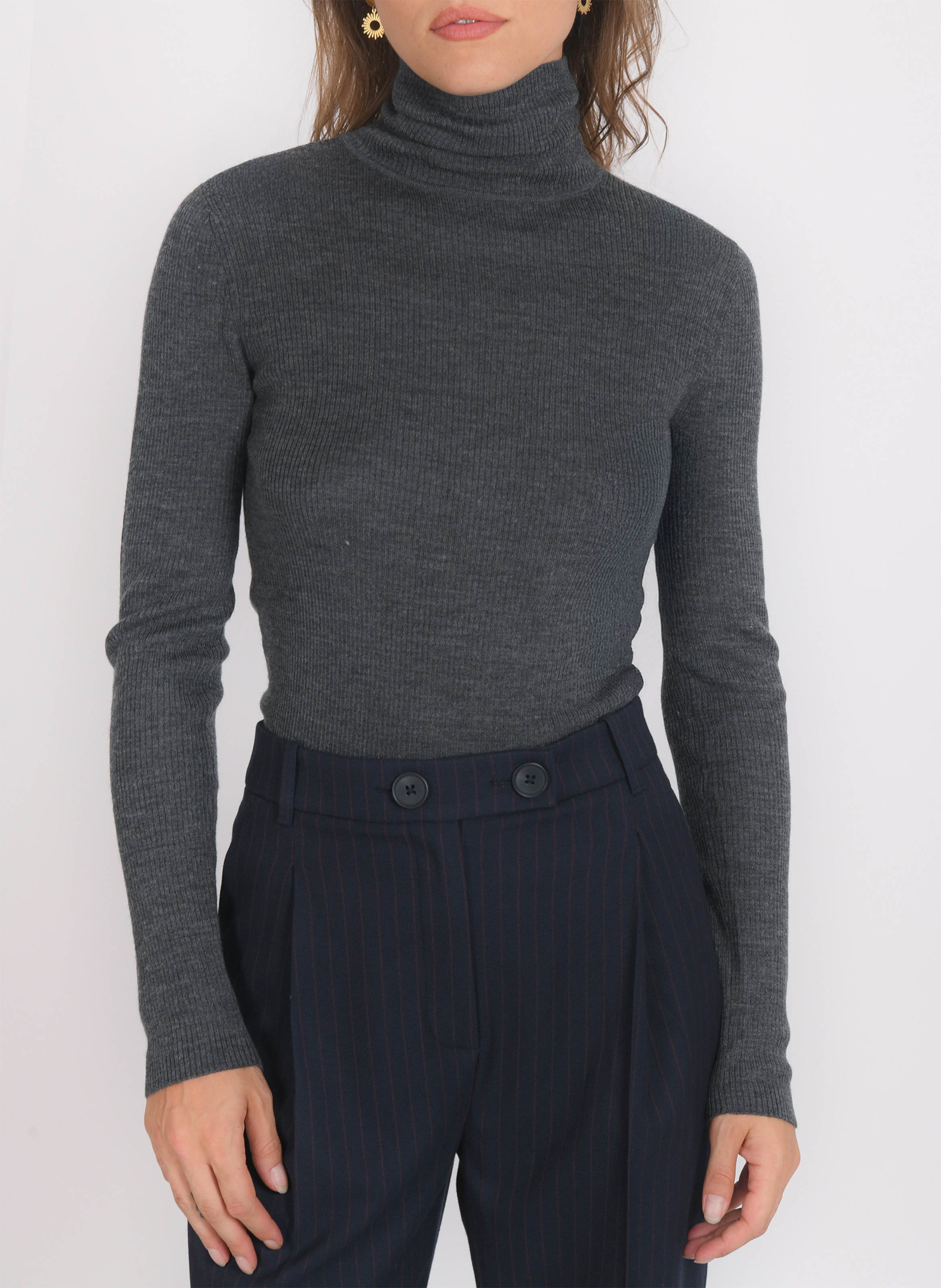 Pull cintré col roulé en laine mélangée KOOKAI