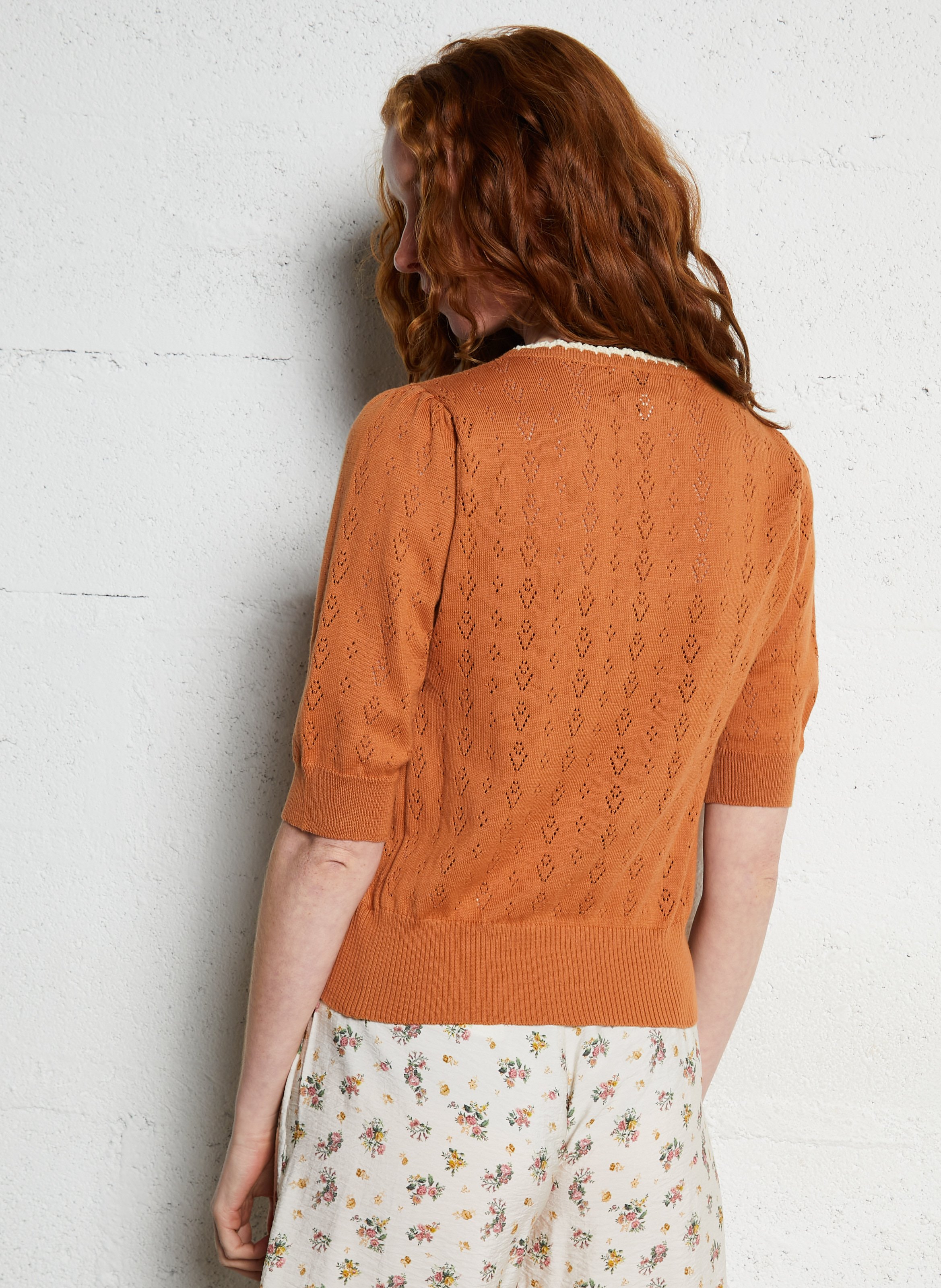V-neck organic cotton cardigan EMILE ET IDA Brown