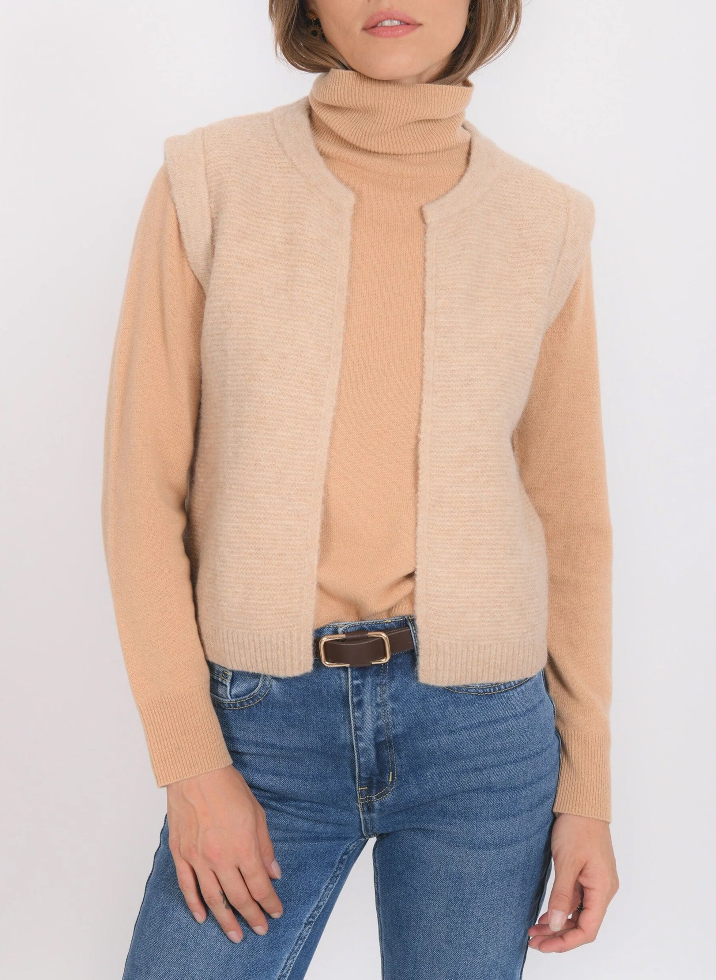 Gilet ouvert sans manches en maille mélangée KOOKAI