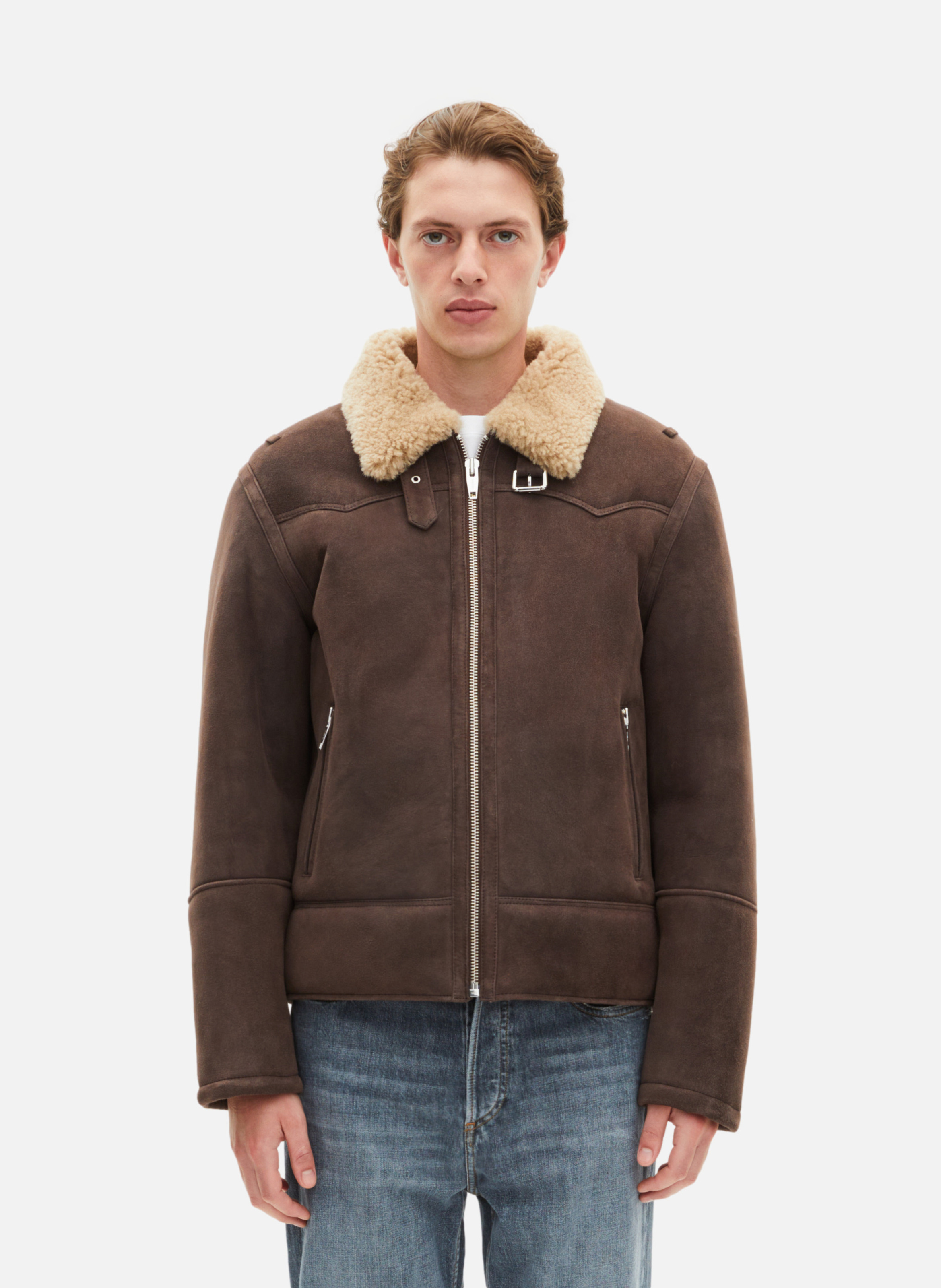 Sheepskin jacket THE KOOPLES Brown