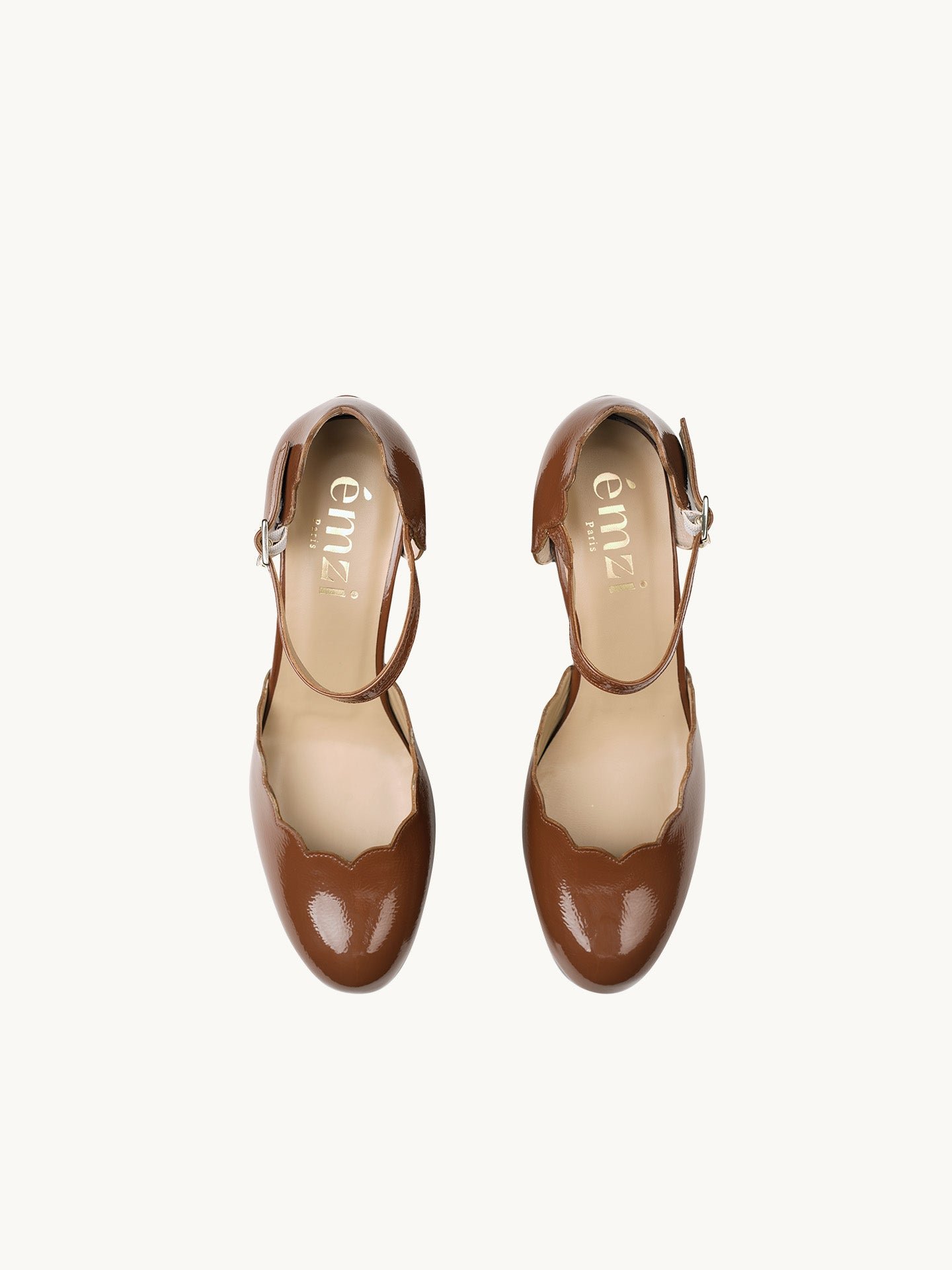 Babies in crinkled patent leather with heels EMZI PARIS Brown
