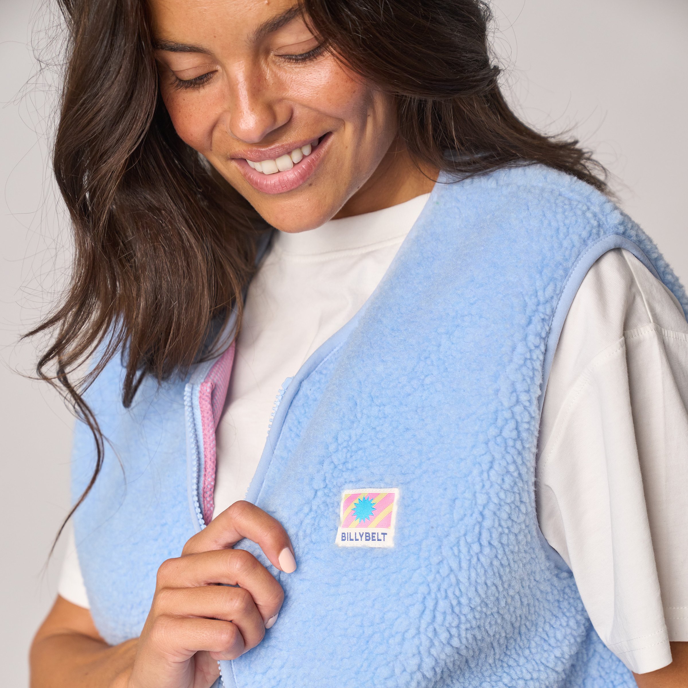 Sleeveless Sherpa Zip-Up Vest BILLYBELT Blue