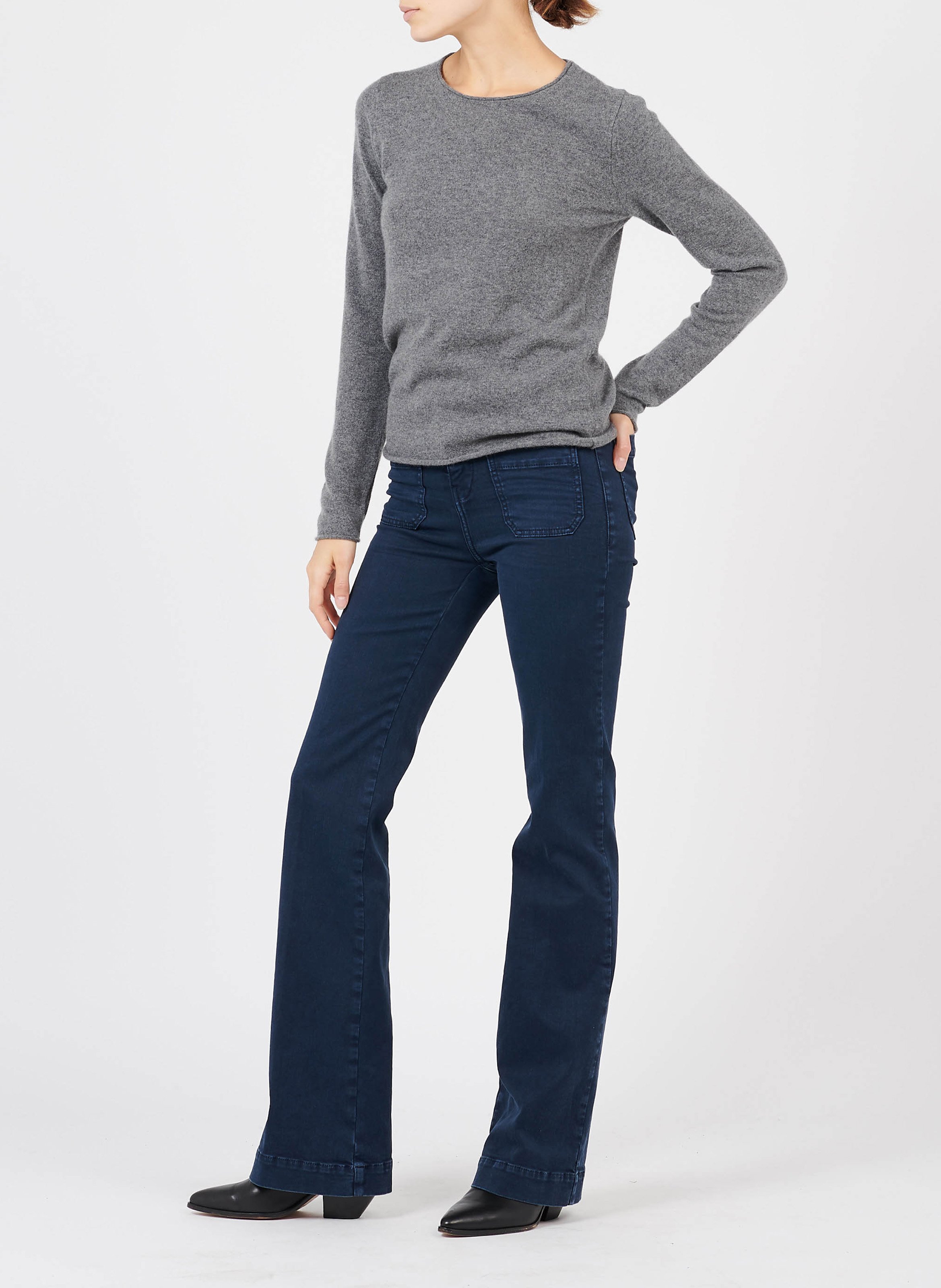 Katoenen jeans met uitlopende pijpen Charlotte ACQUAVERDE Blauw