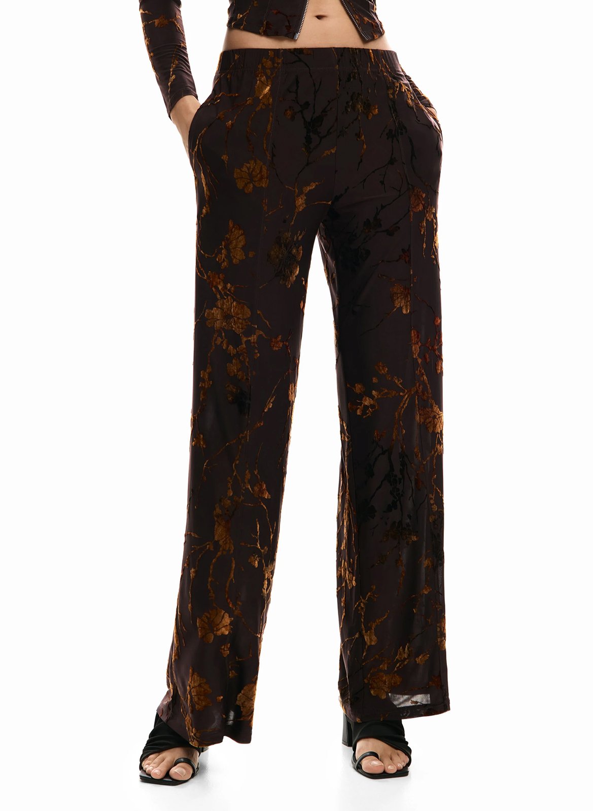 Pantalon large DESIGUAL Marron