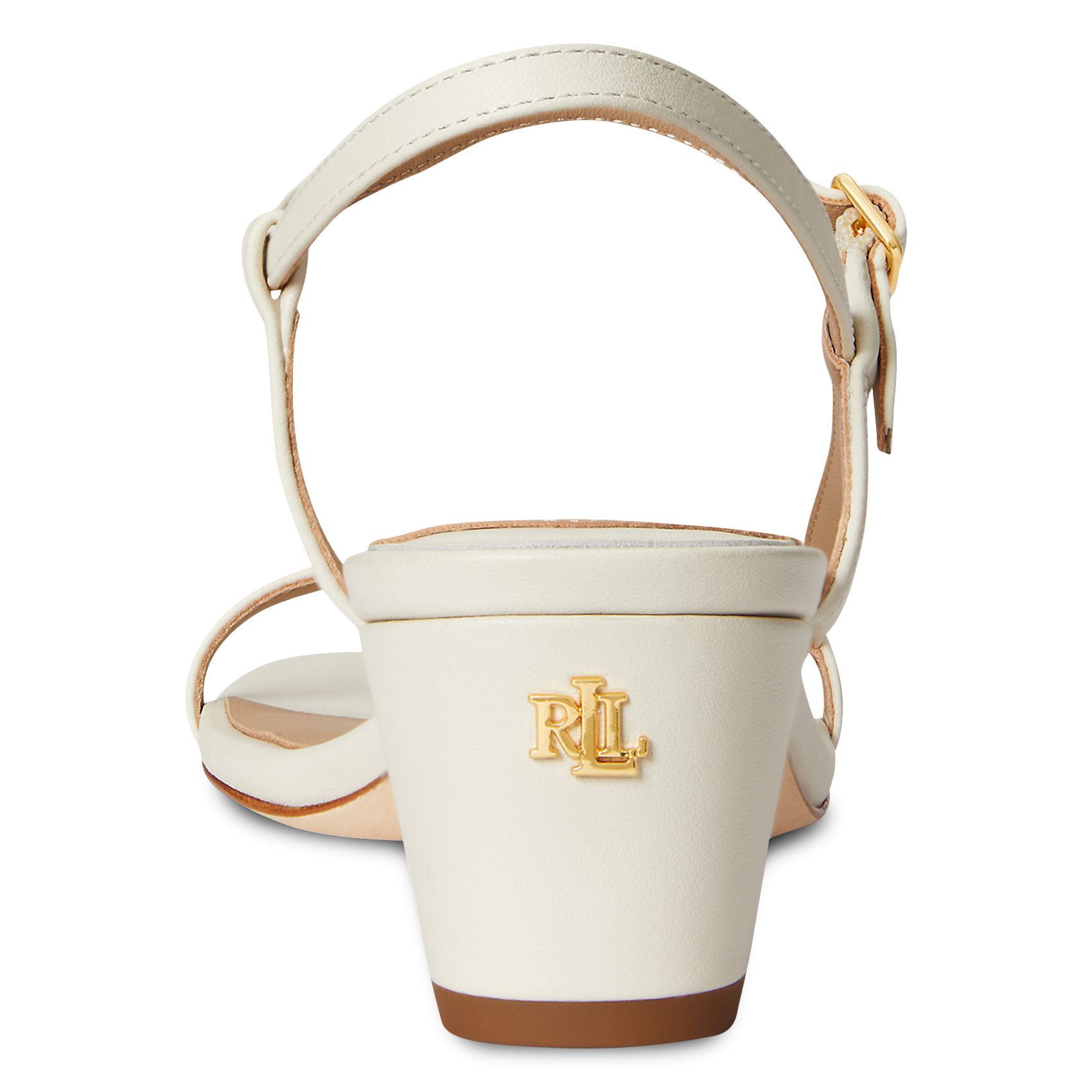 Sandales ouvertes à talons en cuir POLO RALPH LAUREN Blanc