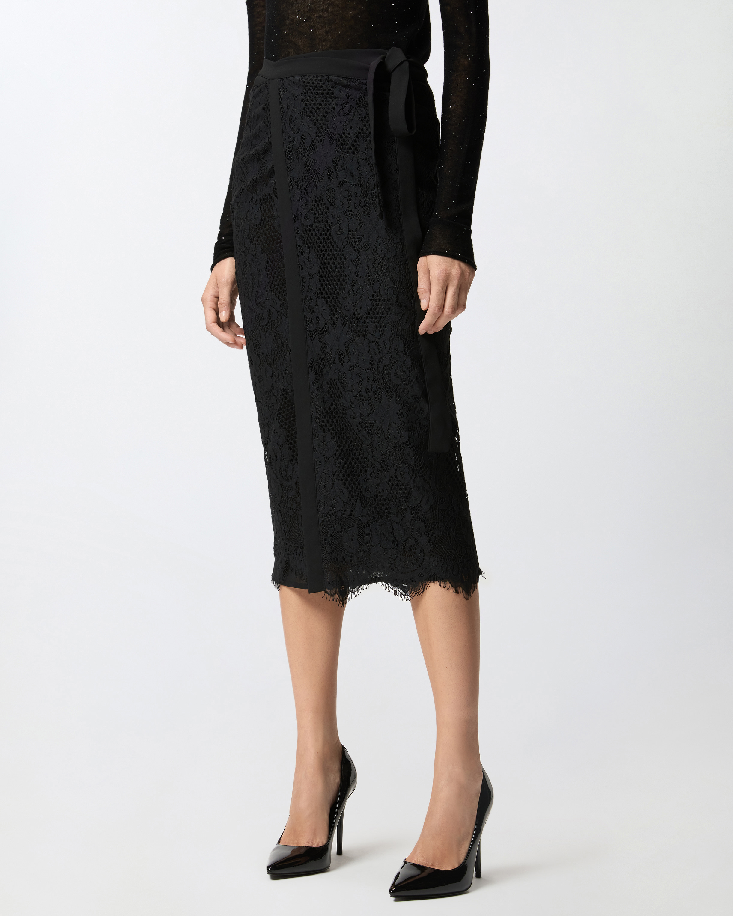 Skirt in embroidered lace PINKO Black