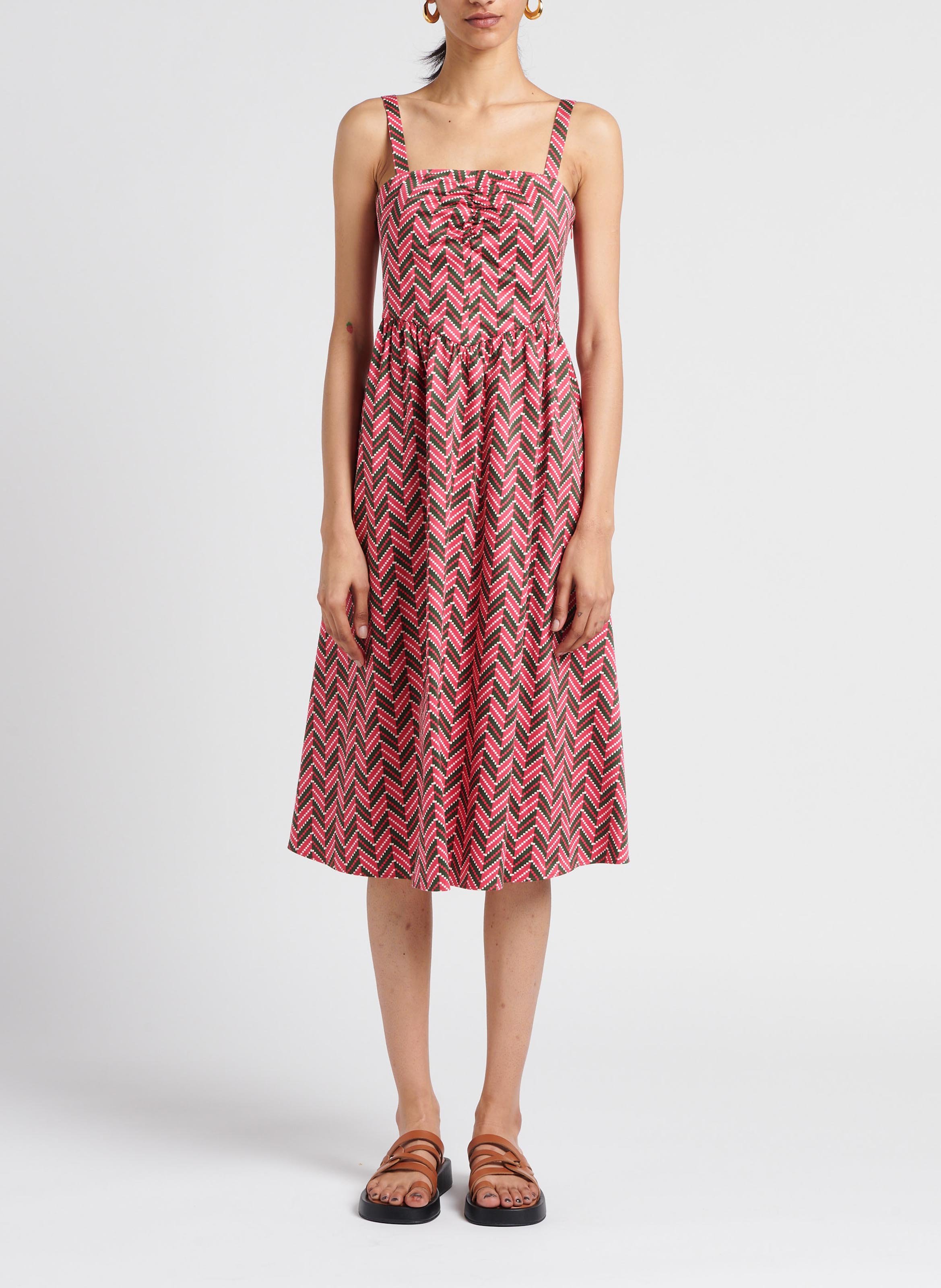 Printed cotton-blend midi dress MAX&Co. Pink