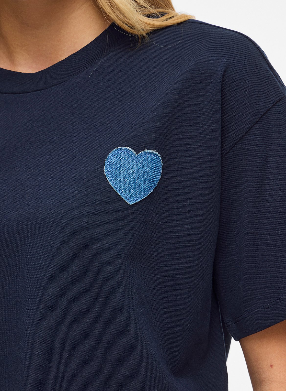 Tee-shirt col rond en coton bio mélangé VILA Bleu